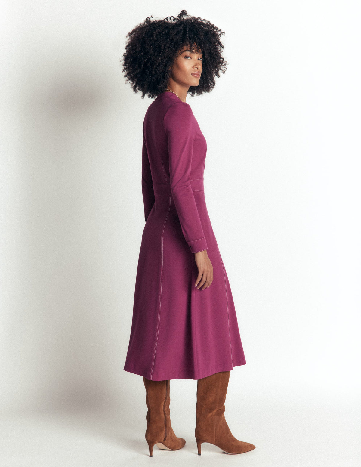 Alex Ponte Contrast Midi Dress-Raspberry Coulis - Image 6