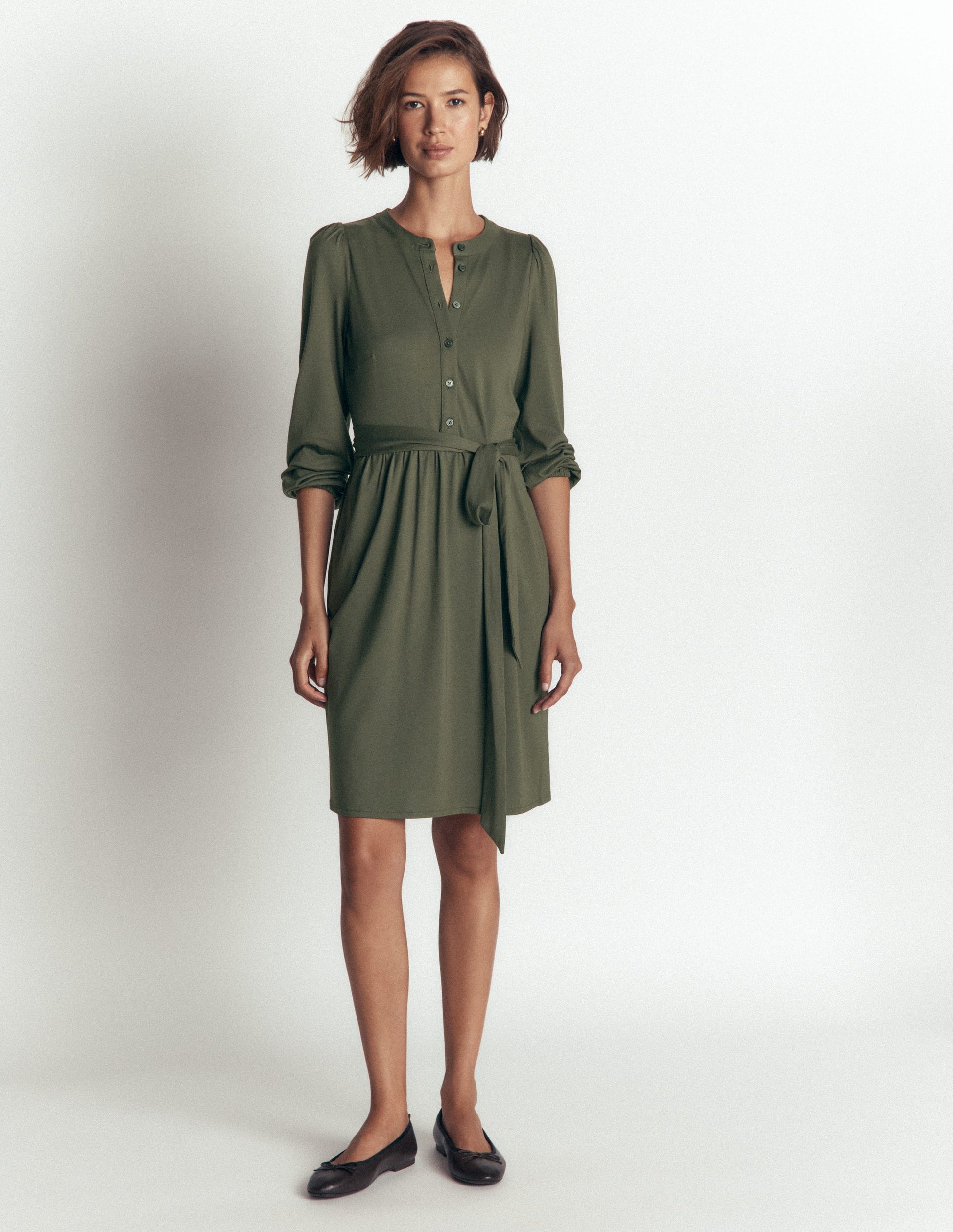 Boden Women's Adele Belted Jersey Dress in Green