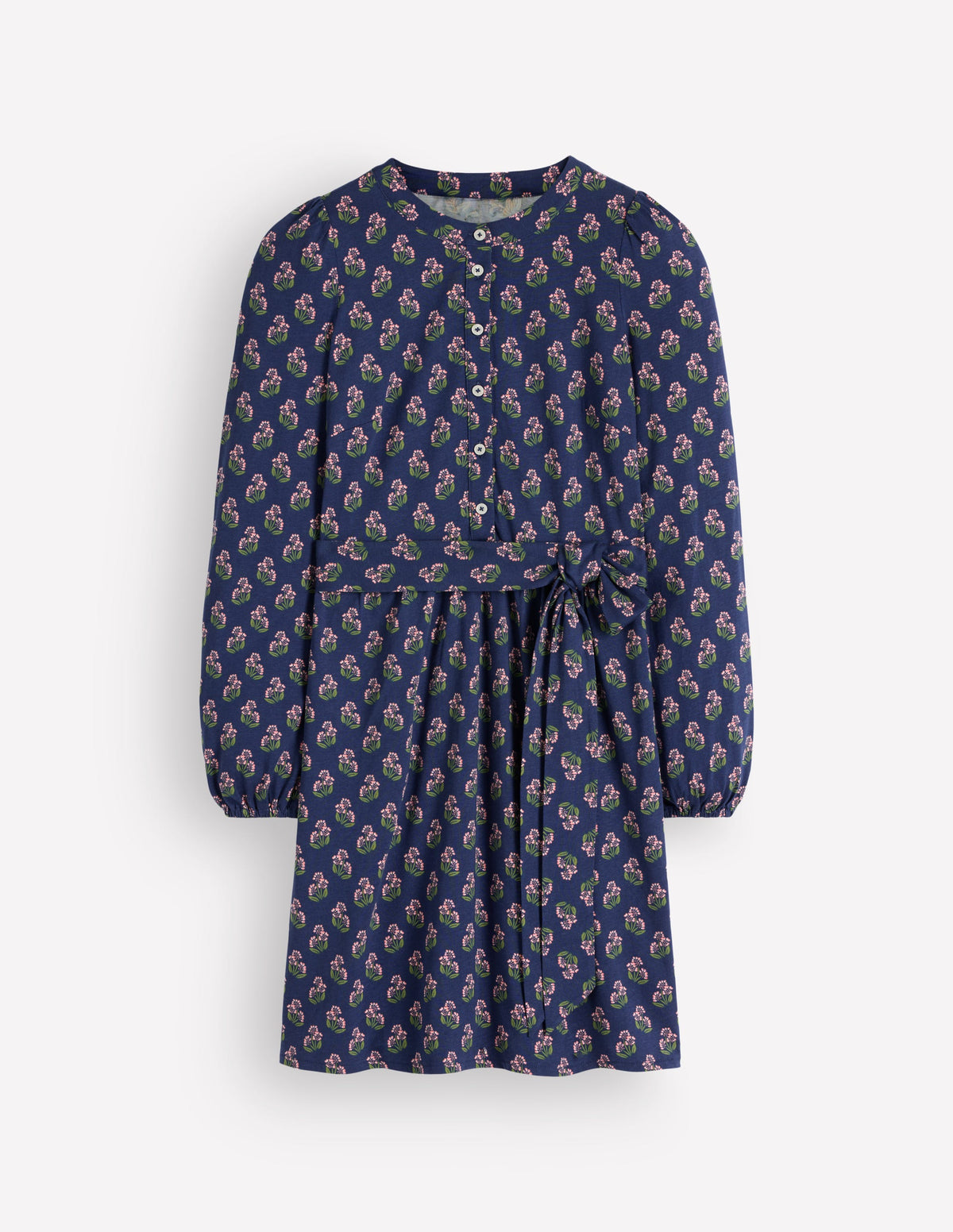 Adele Belted Jersey Dress-College Navy, Ditsy Carnation - Image 7