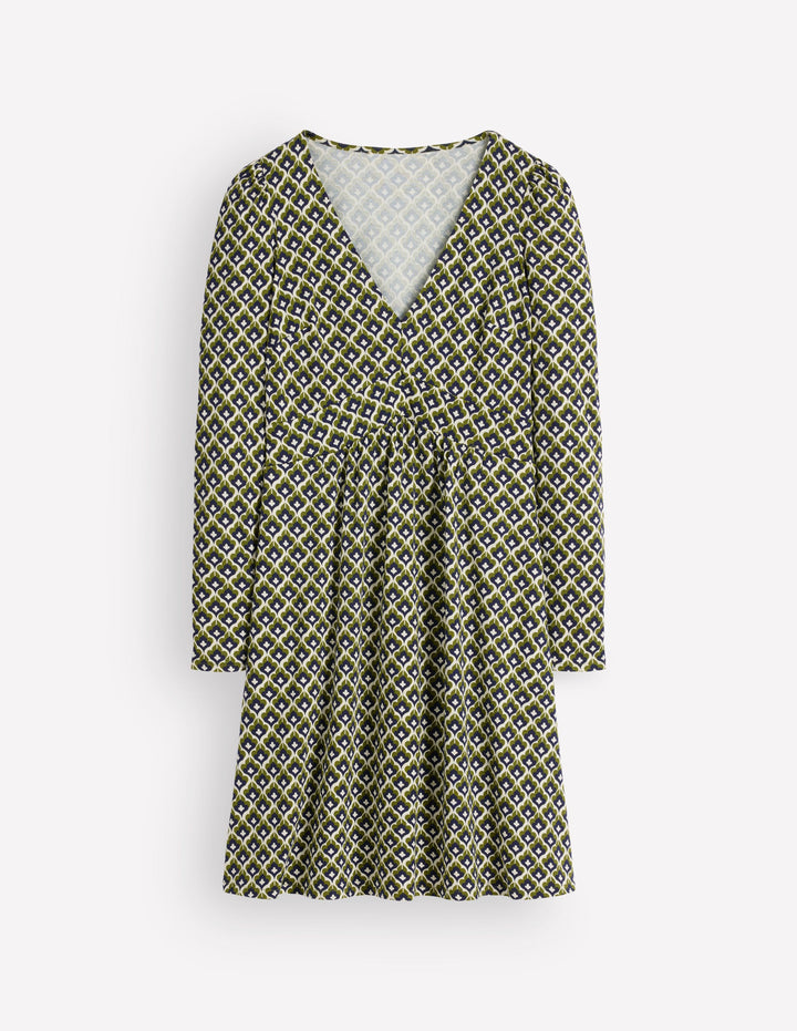Briony Jersey Short Dress-French Navy, Geo Party