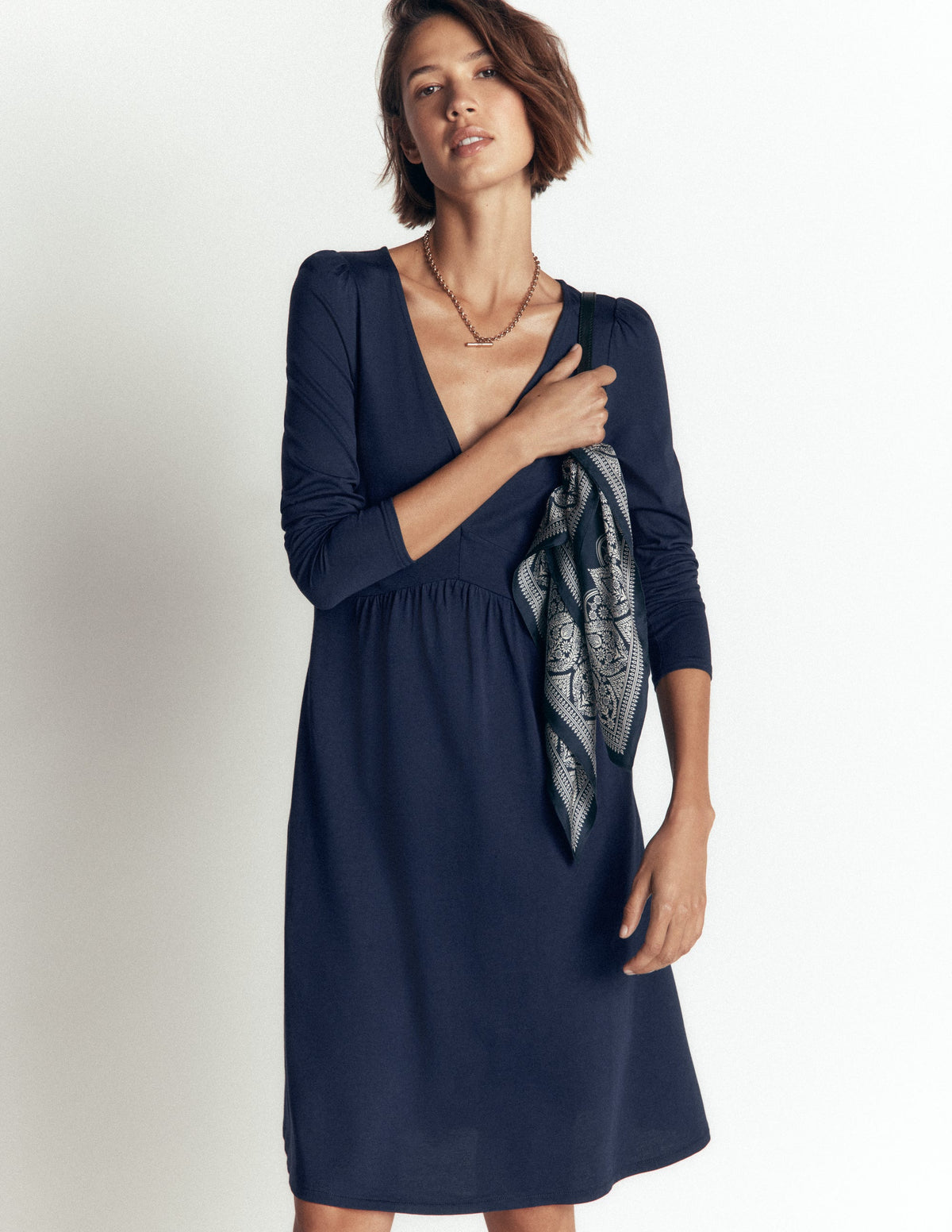 Briony Jersey Short Dress-Navy-3