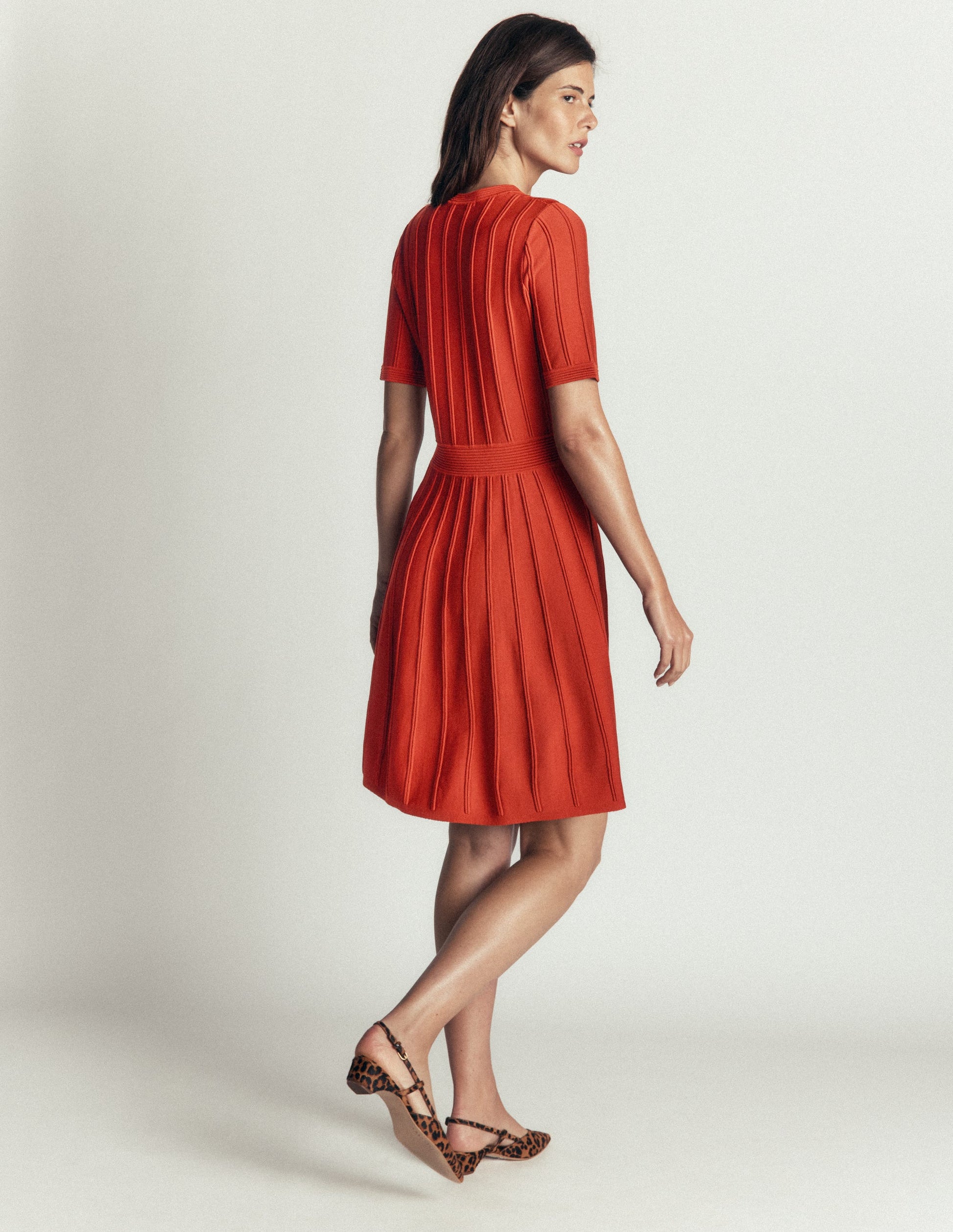 burnt orange button down dress Button Front Stitch Dress - Burnt Orange
