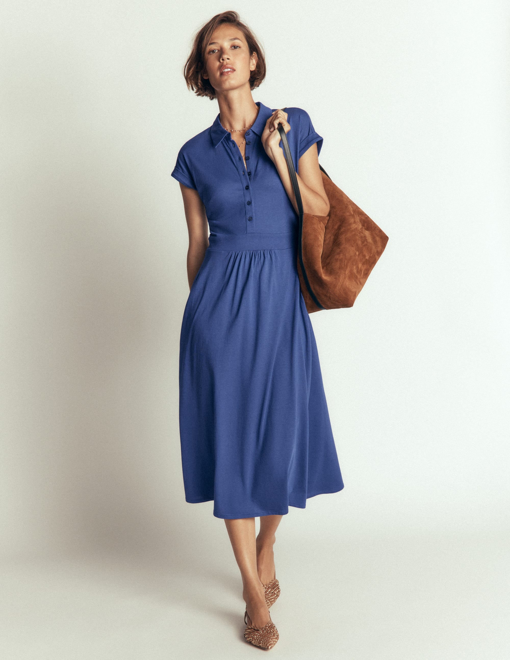 Fae Jersey Shirt Dress-Denim Blue - Image 1