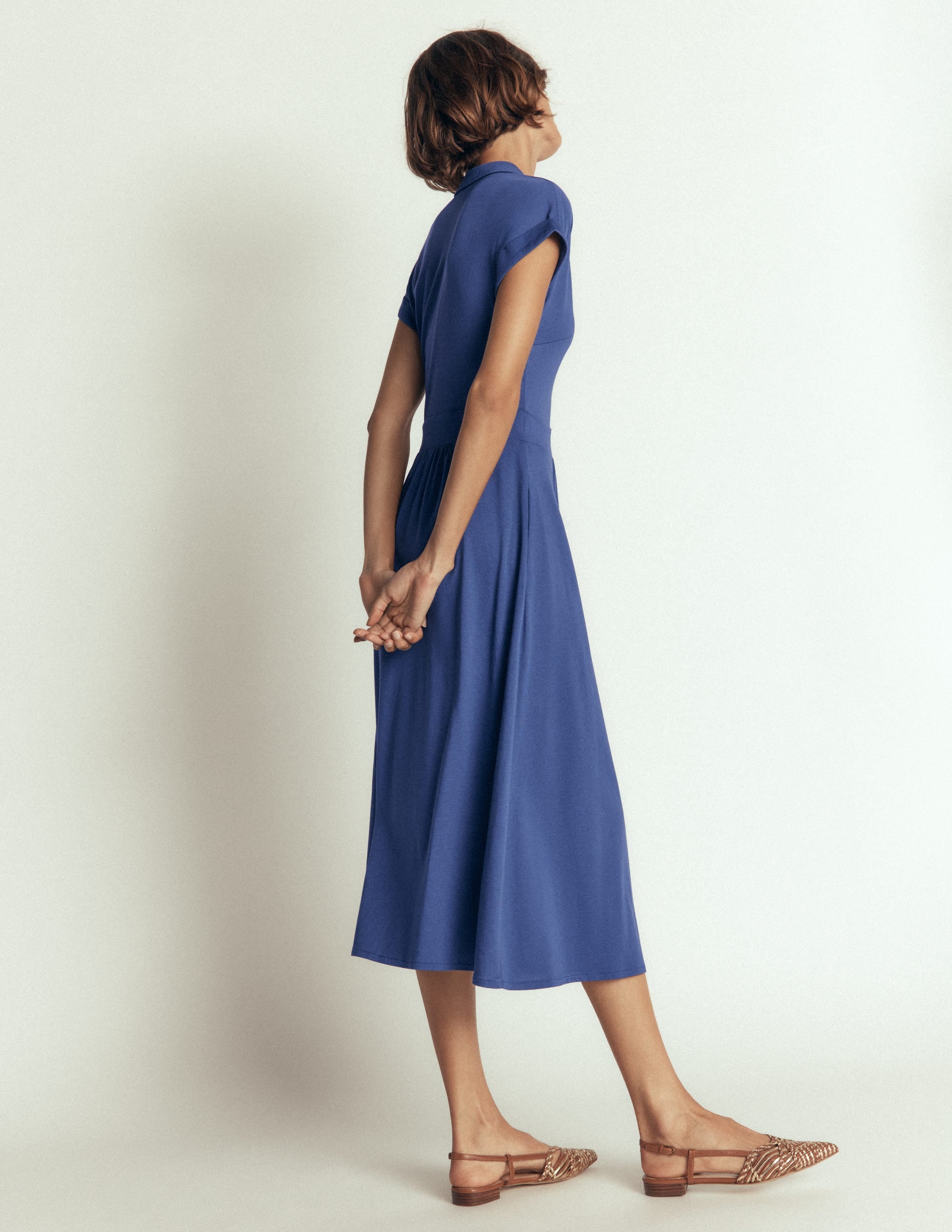 Fae Jersey Shirt Dress-Denim Blue - Image 4