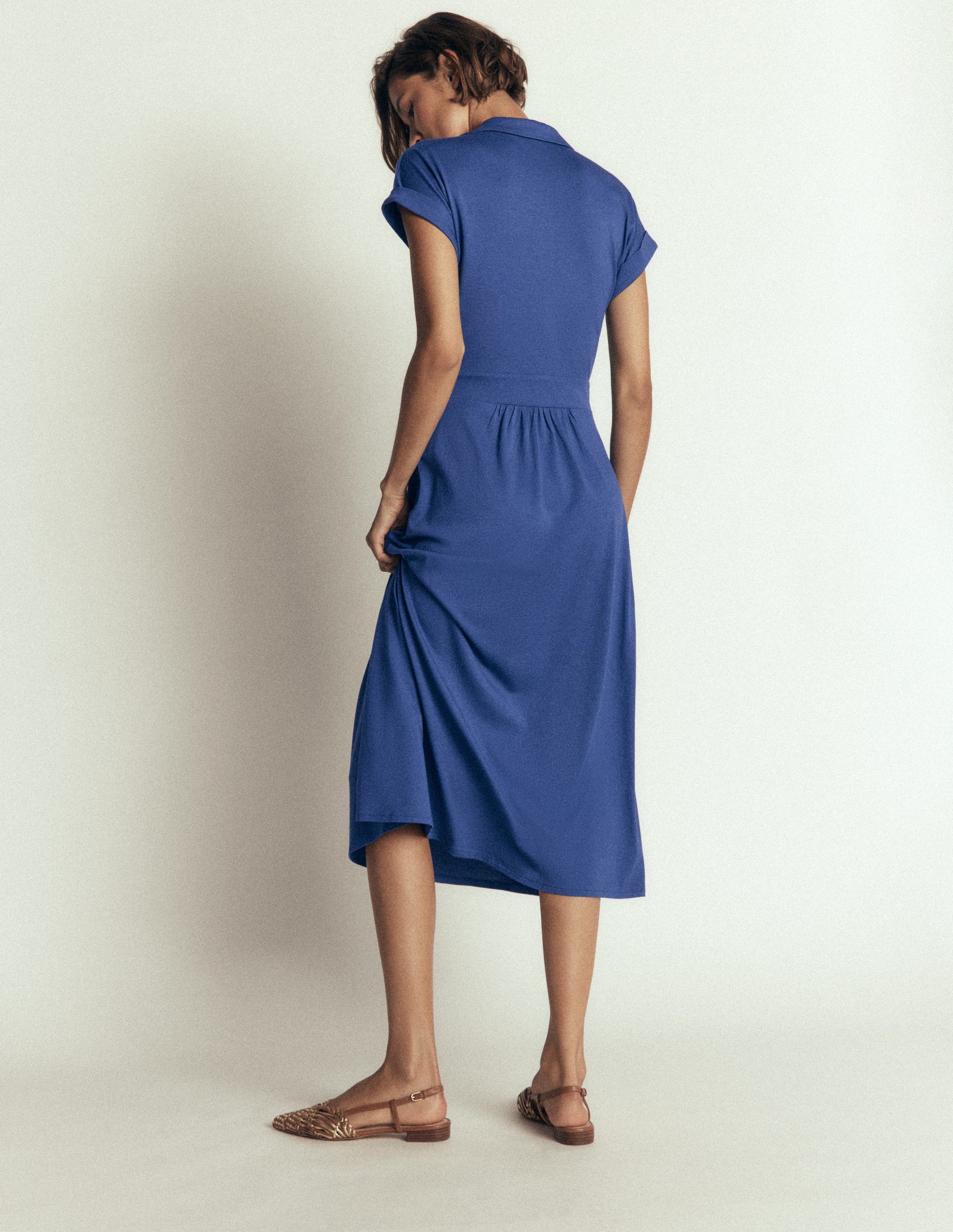 Fae Jersey Shirt Dress-Denim Blue-6
