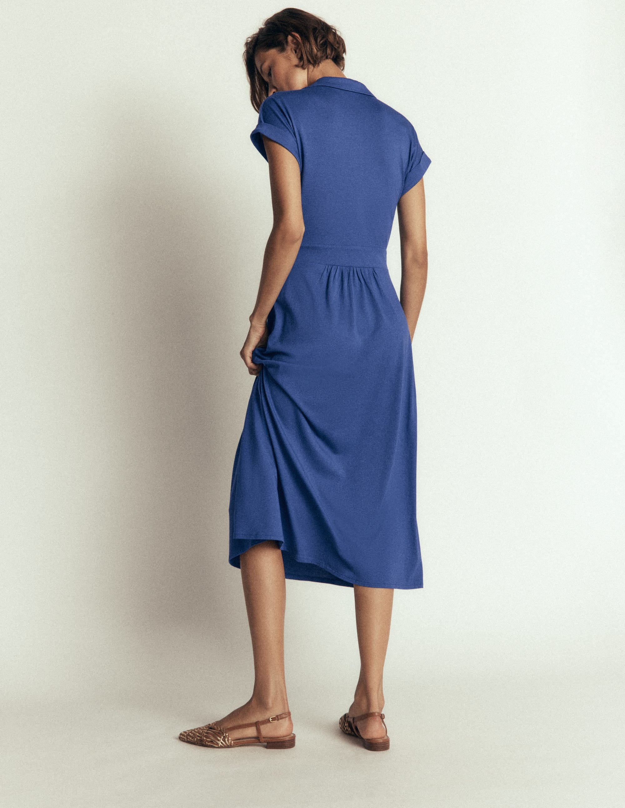 Fae Jersey Shirt Dress-Denim Blue - Image 6