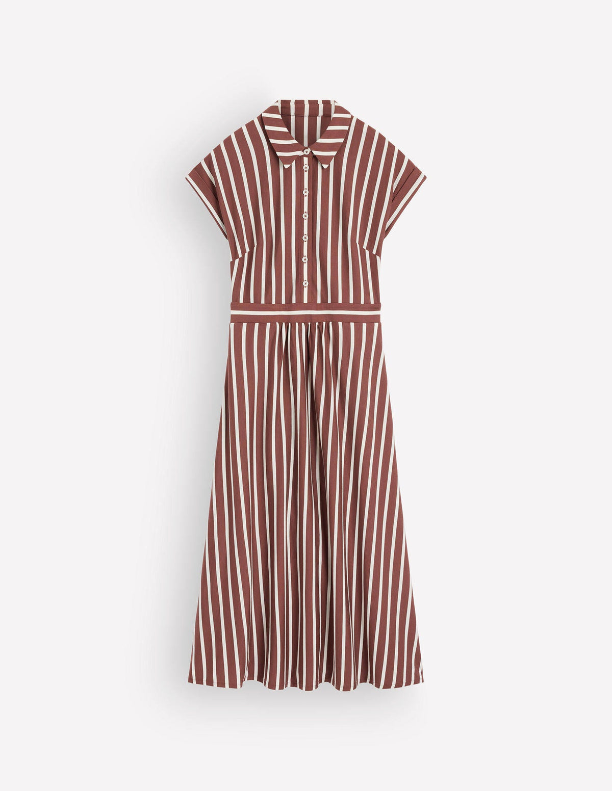 Fae Jersey Shirt Dress-Brown Stripe - Image 8