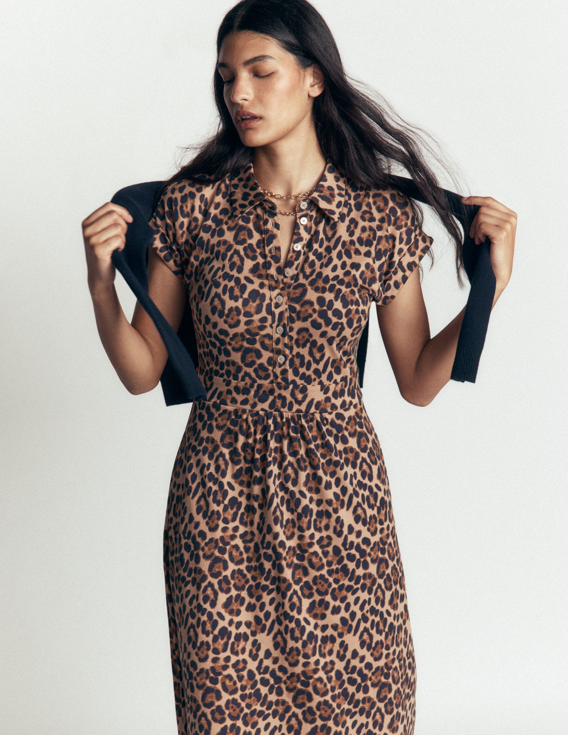 Boden Women's Fae Jersey Shirt Dress in Brown