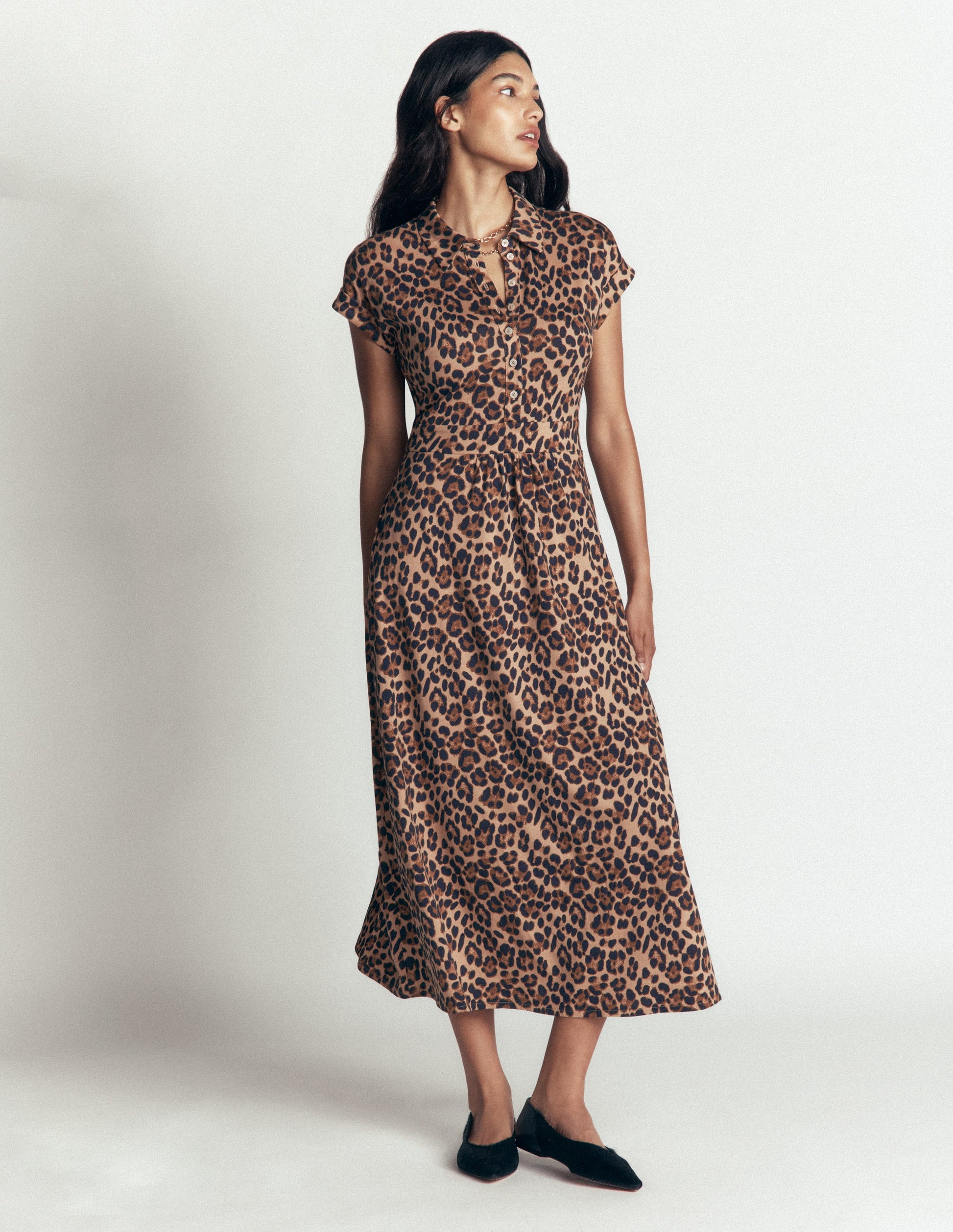 Boden Women's Fae Jersey Shirt Dress in Brown