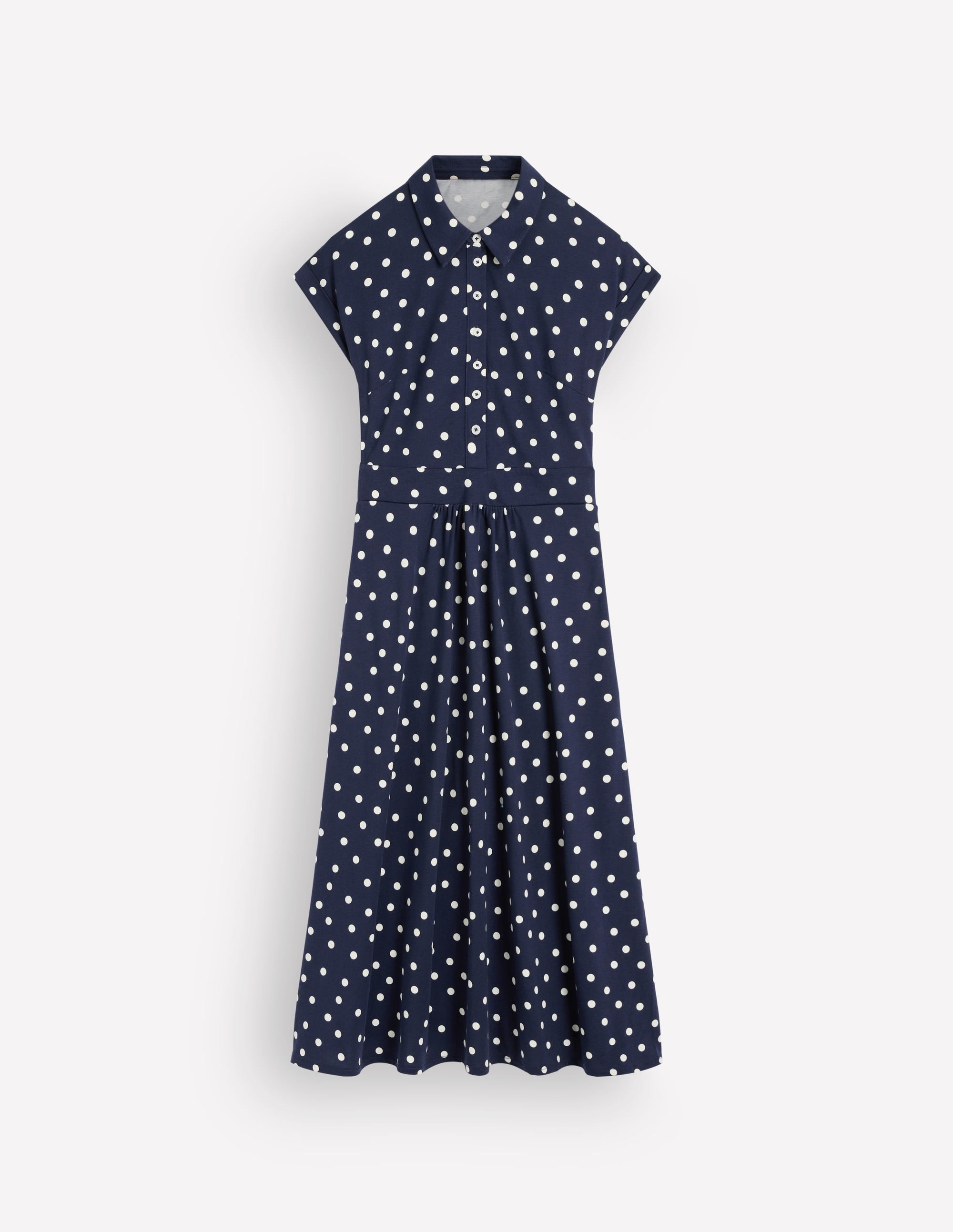 Fae Jersey Shirt Dress-French Navy, Boden Dot Spaced - Image 5