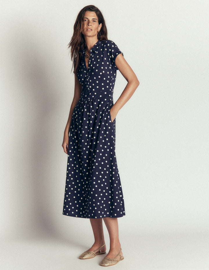 boden blue midi dress Boden Women's Ava Linen Blend Midi Dress in Blue