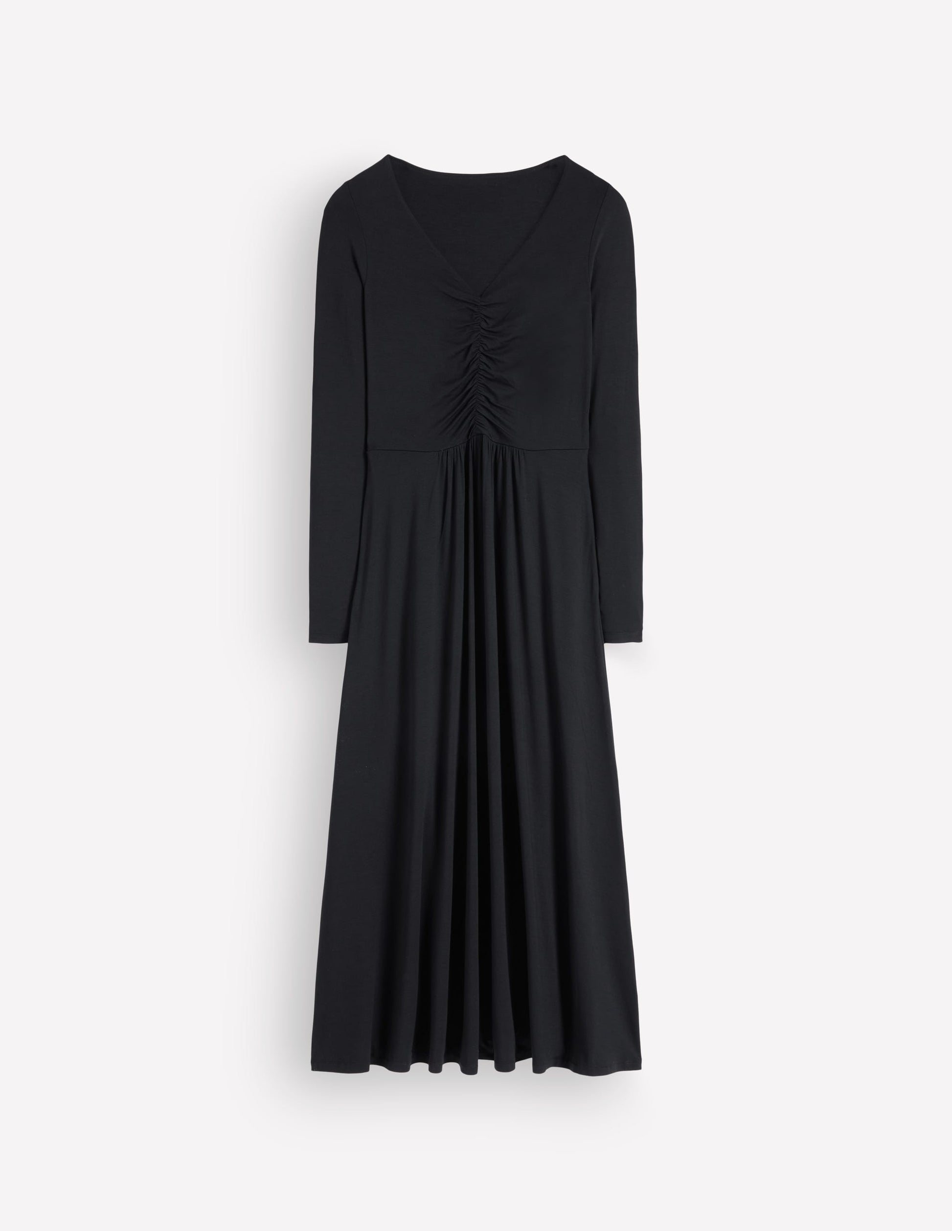 black ruched jersey dress Boden Women's Jasmine Ruched Jersey Dress in Black