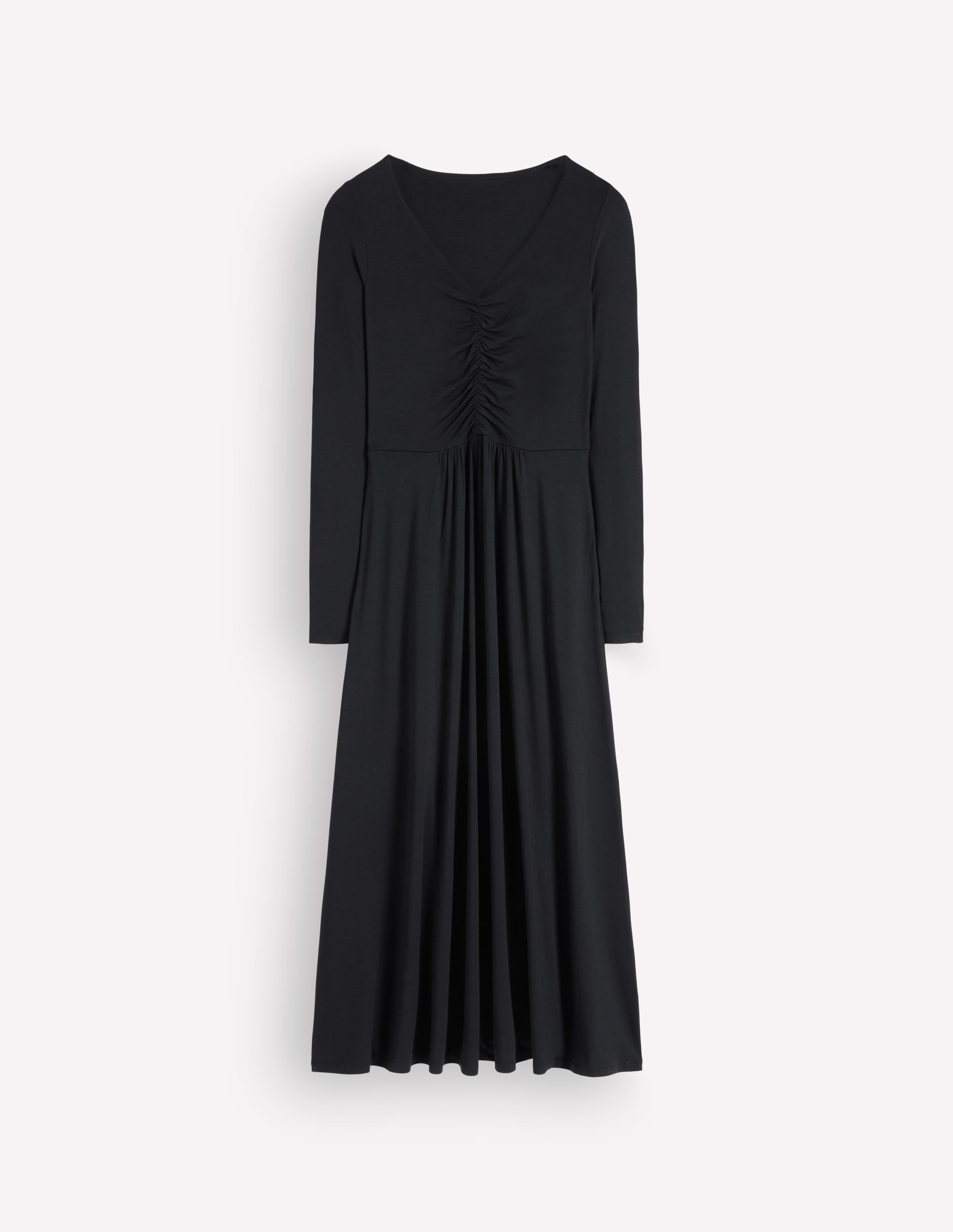 Jasmine Ruched Jersey Dress-Black - Image 5