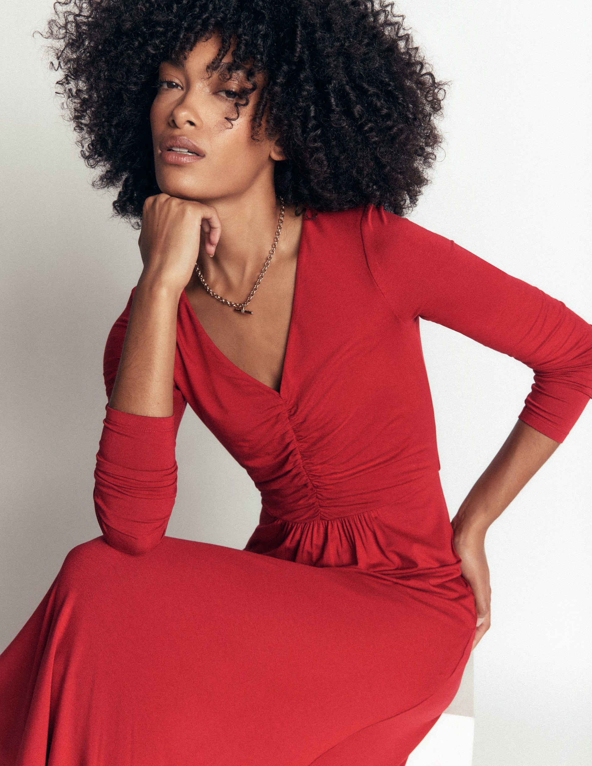 red jersey dress Boden Women's Jasmine Ruched in Size:L - 14 Sanya Richards-Ross' Blue One The sweetheart neckline and color: Blacks