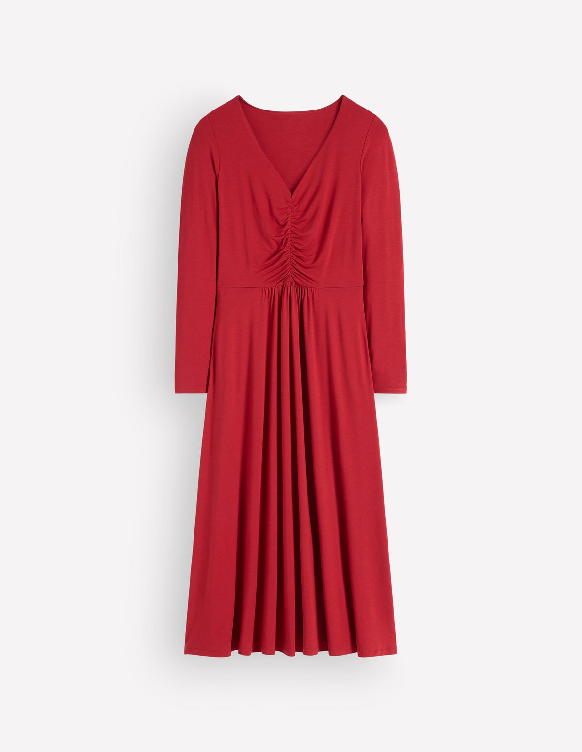 Jasmine Ruched Jersey Dress-Crimson Red - Image 5