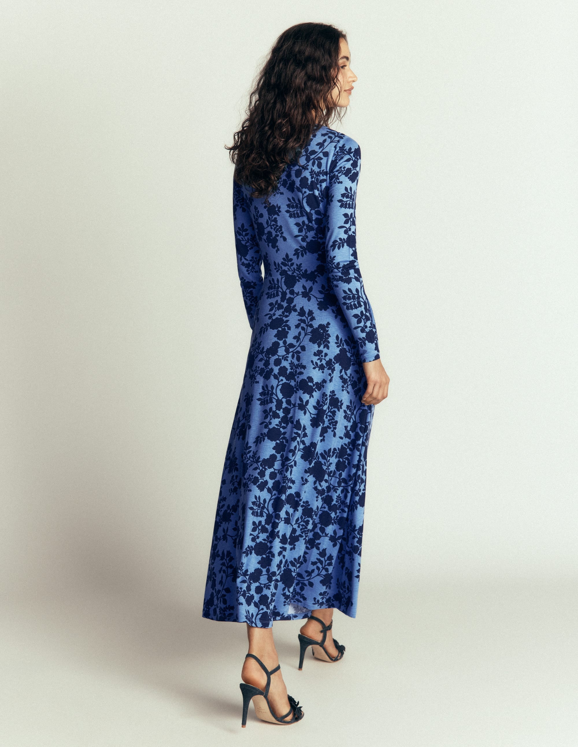 Jasmine Ruched Jersey Dress-Forget Me Not, Bouquet Breeze - Image 3