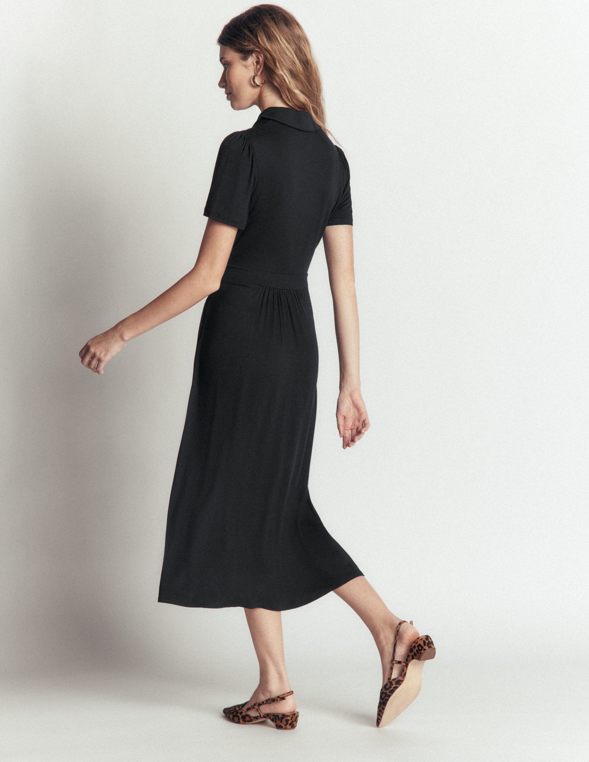 Heidi Jersey Midi Tea Dress-Black-3