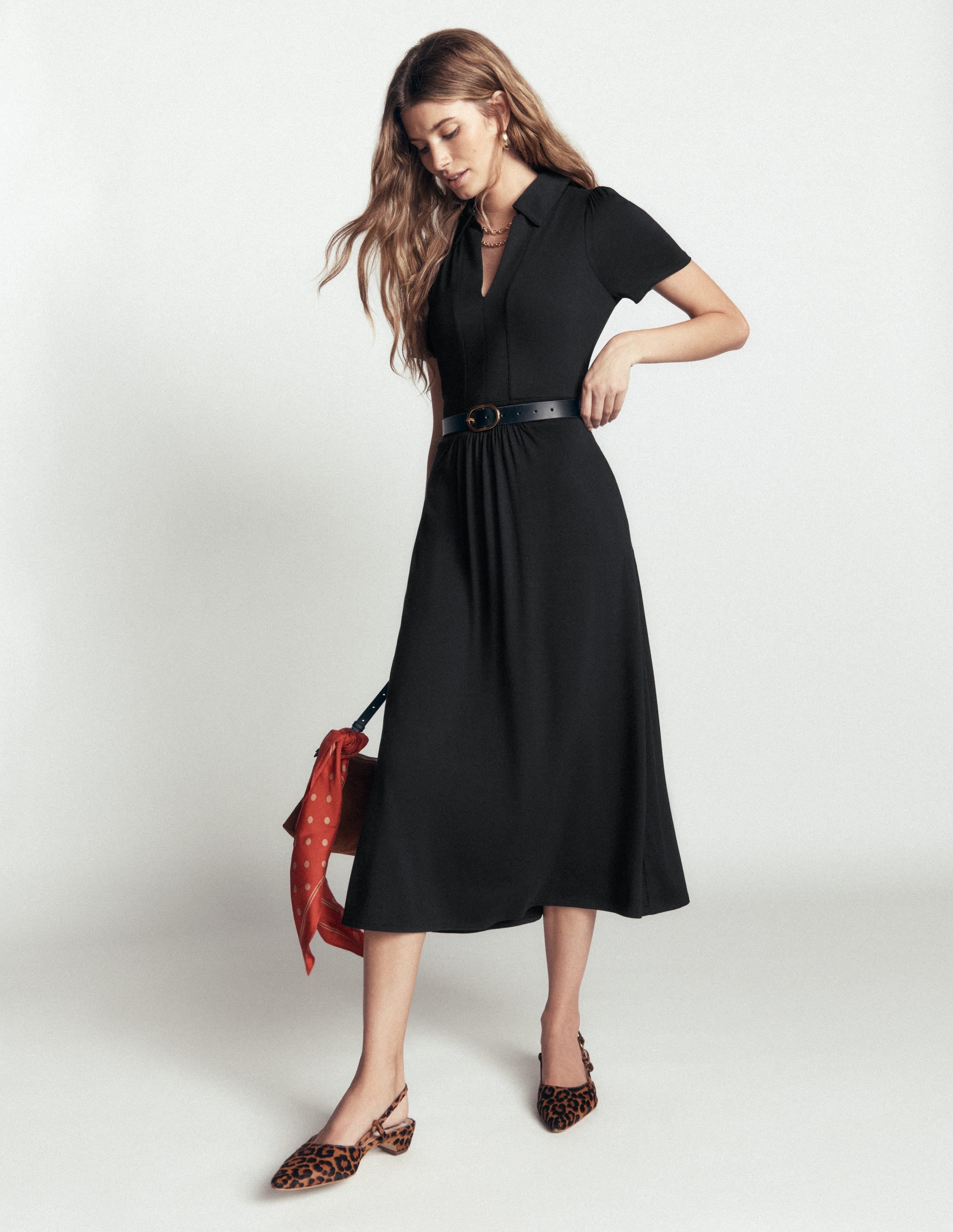 Heidi Jersey Midi Tea Dress - Black | Boden USA