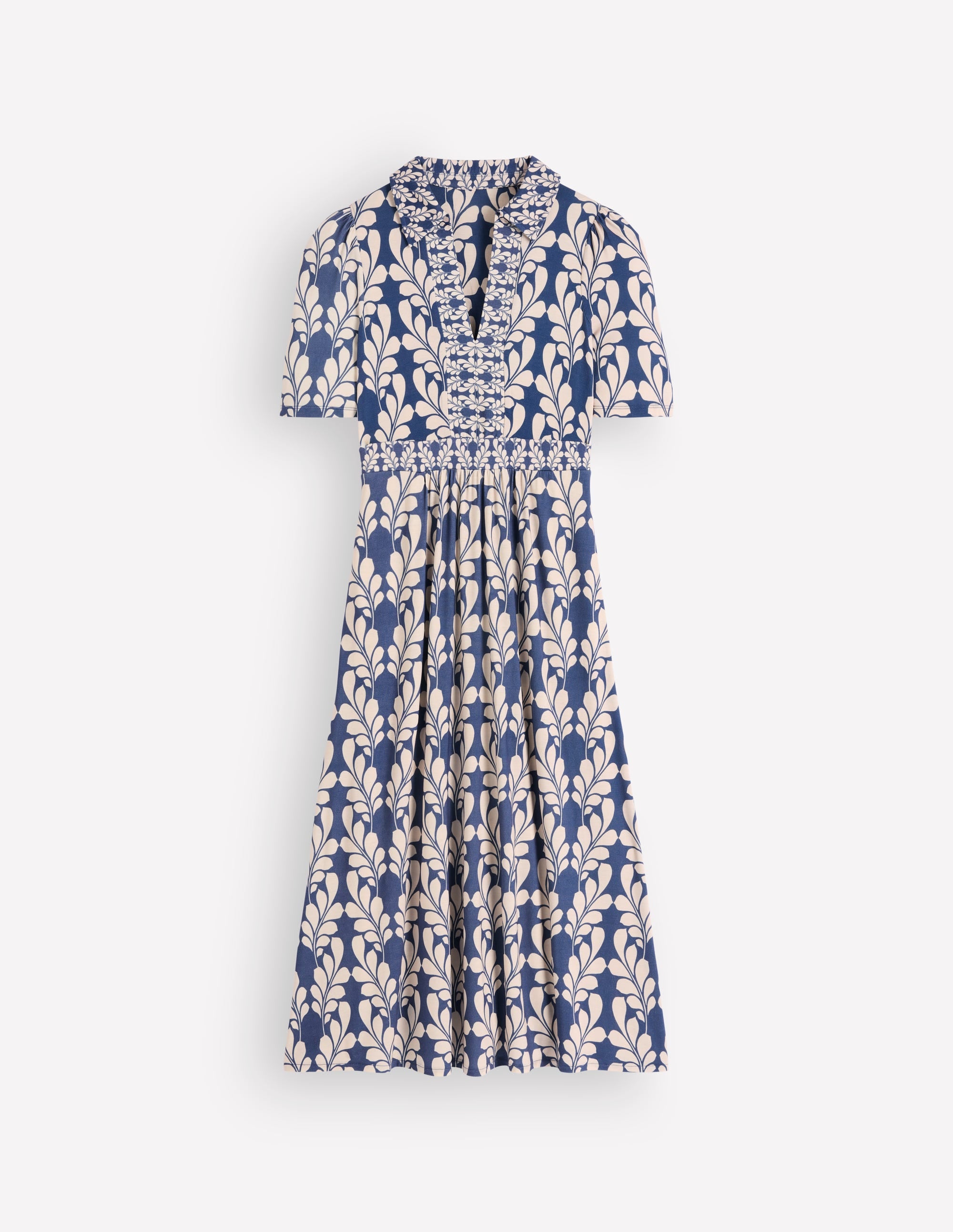 Heidi Jersey Midi Tea Dress - Denim Blue, Delicate Trail