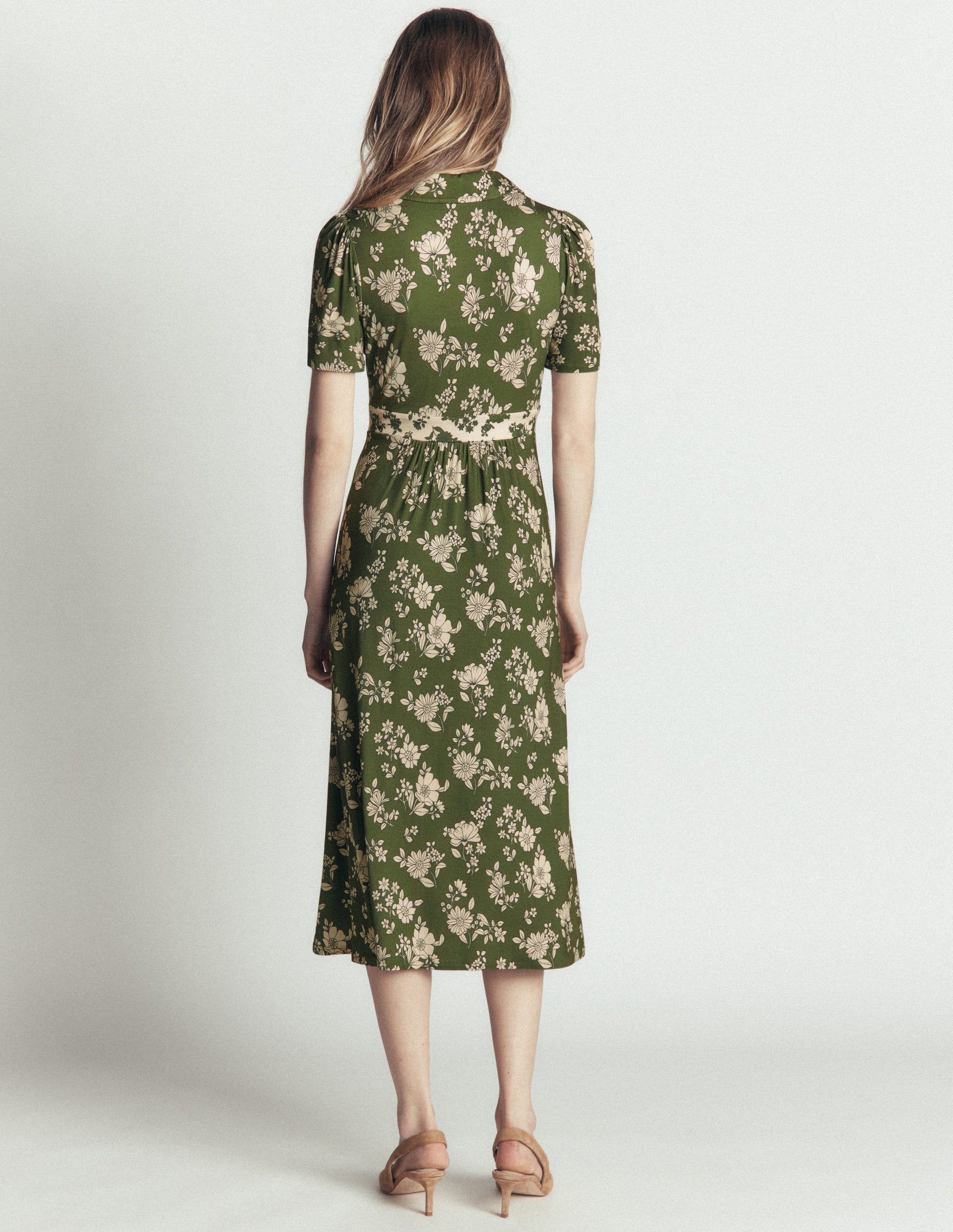 Boden Women's Heidi Jersey Midi Tea Dress in Green