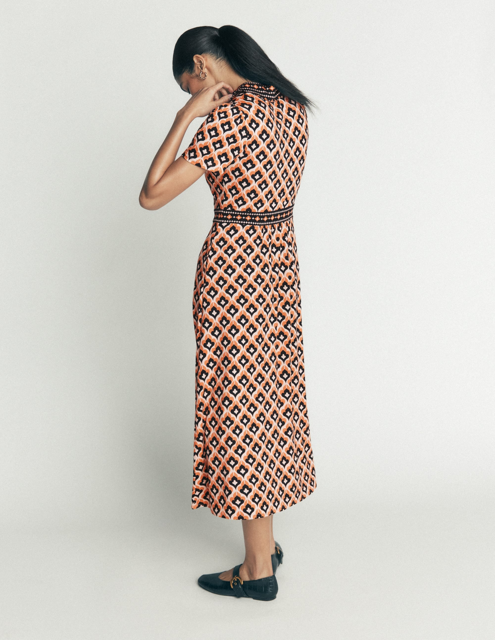 Heidi Jersey Midi Tea Dress - Almond Milk, Geo | Boden USA