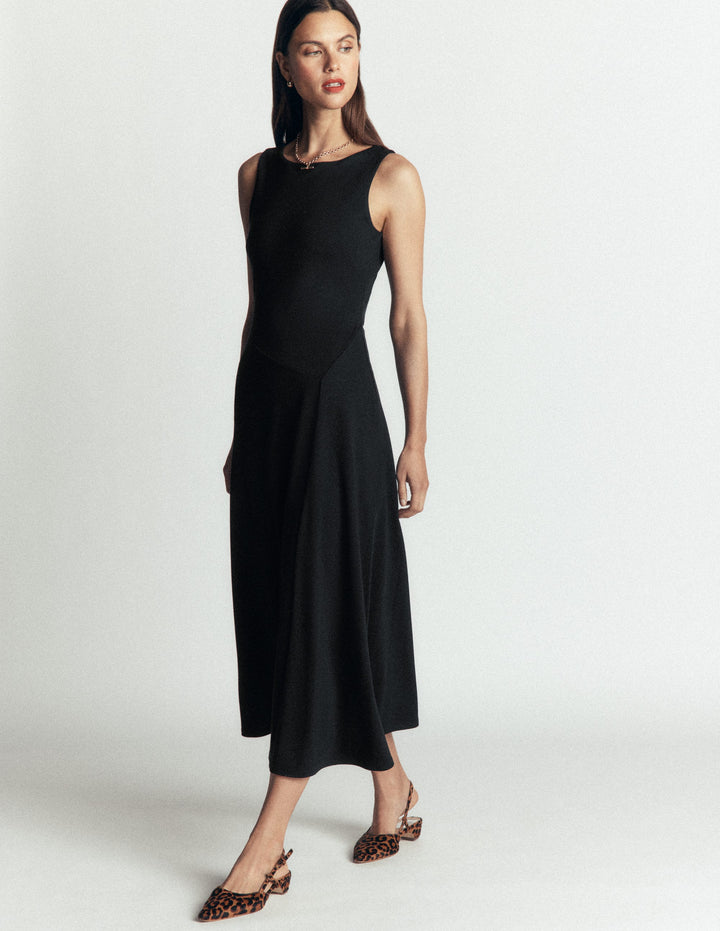 black dress boden Lucille Tulle Midi Dress - Black