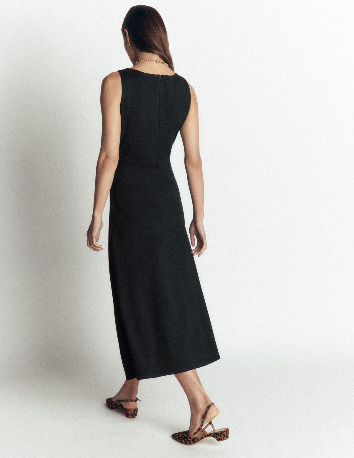 Asymetric Ponte Midi Dress-Black-3