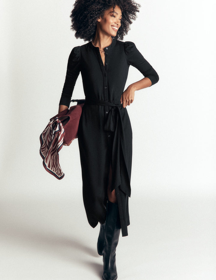 Honor Column Jersey Midi Dress-Black