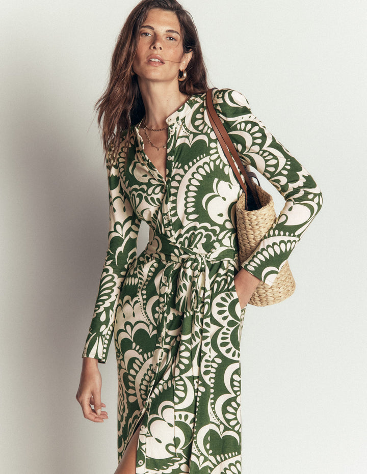 boden dresses women Women's Grown On Sleeve Midi Dress in Green Made in Los Angeles Black Boden Dress Small /