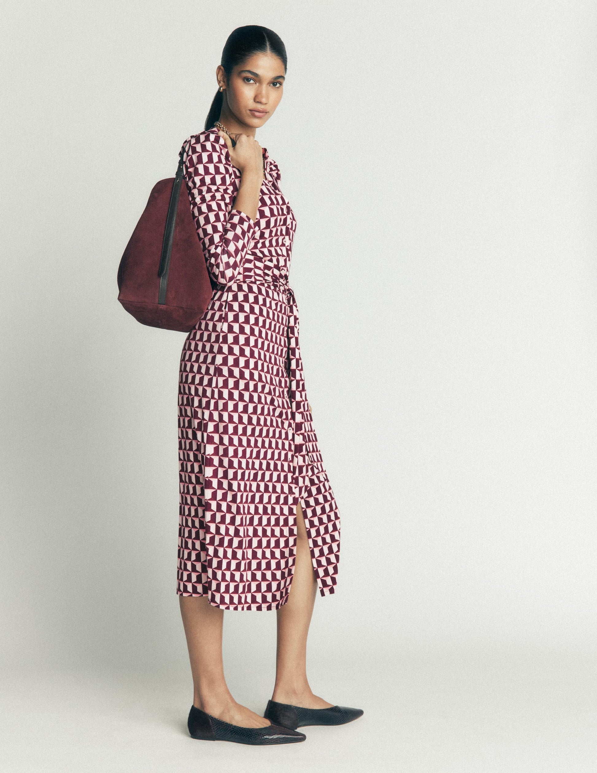 Honor Column Jersey Midi Dress-Deep Wisteria, Blocked Geo-6
