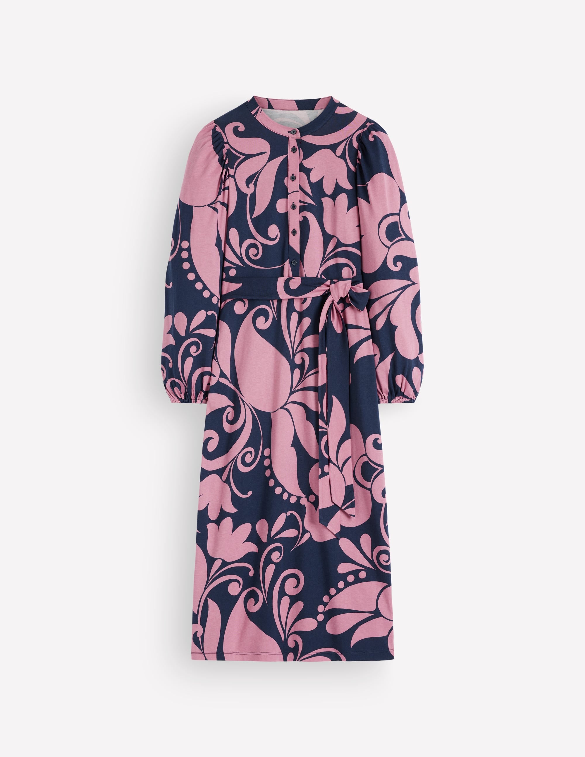 Eli Belted Jersey Midi Dress - Pink Heather, Floral Breeze | Boden USA