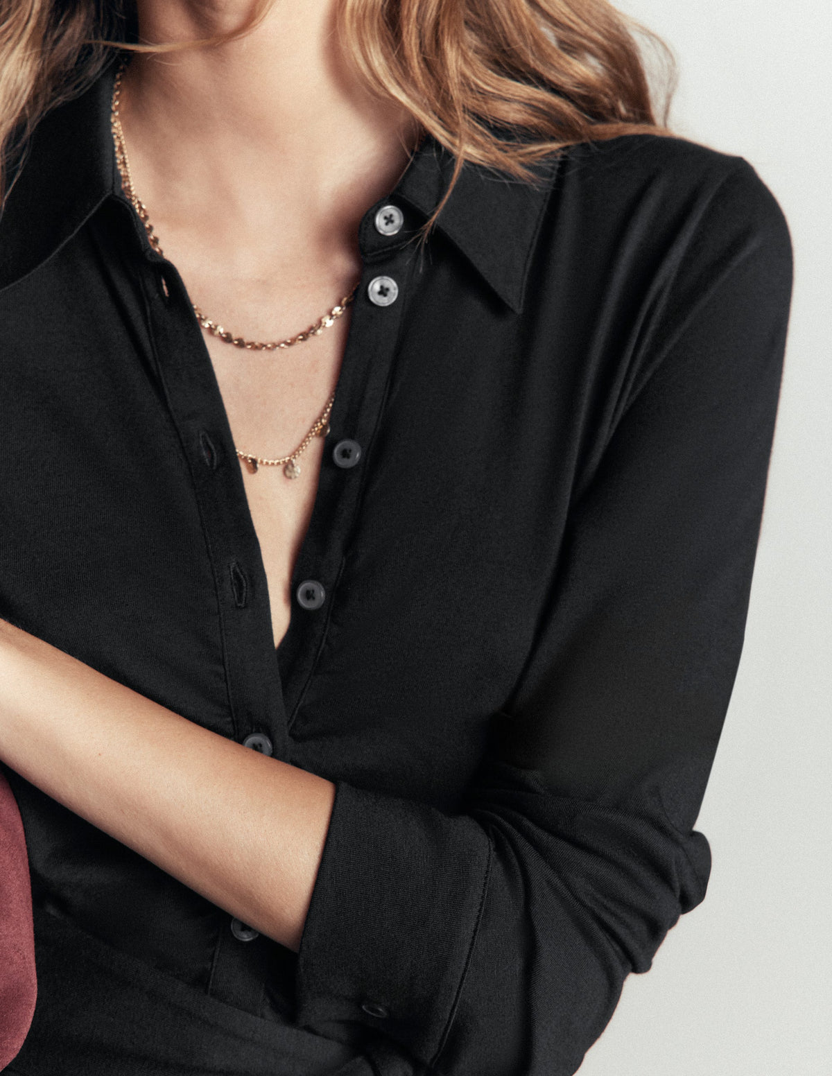 Ruched Jersey Shirt Dress-Black-2