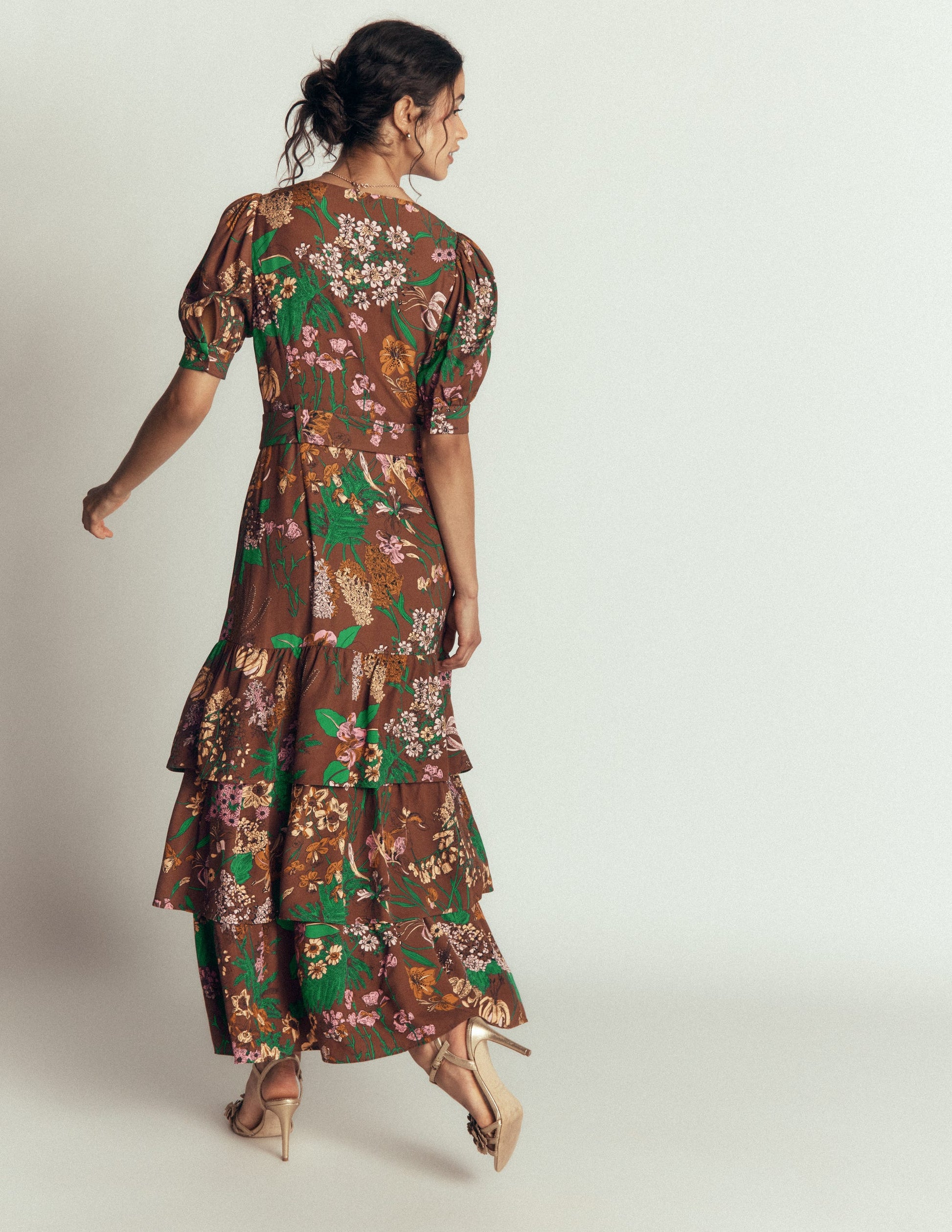 V Neck Layered Dress-Woodland, Whimsical Flora-3