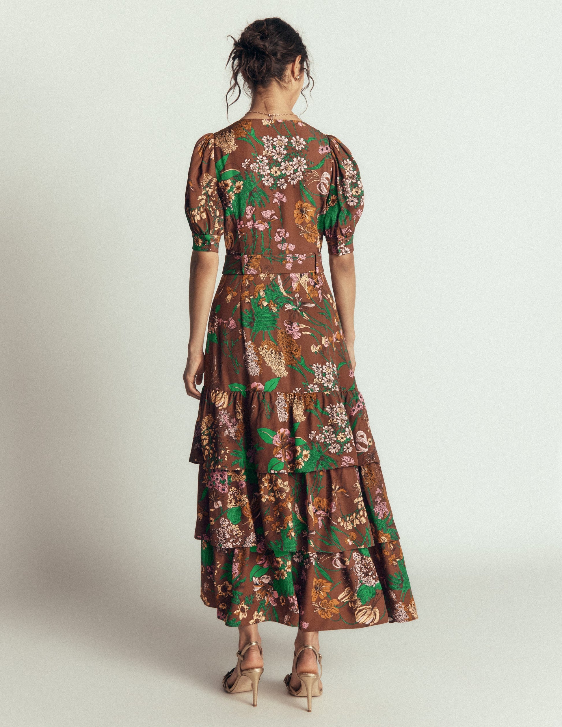 V Neck Layered Dress-Woodland, Whimsical Flora-7