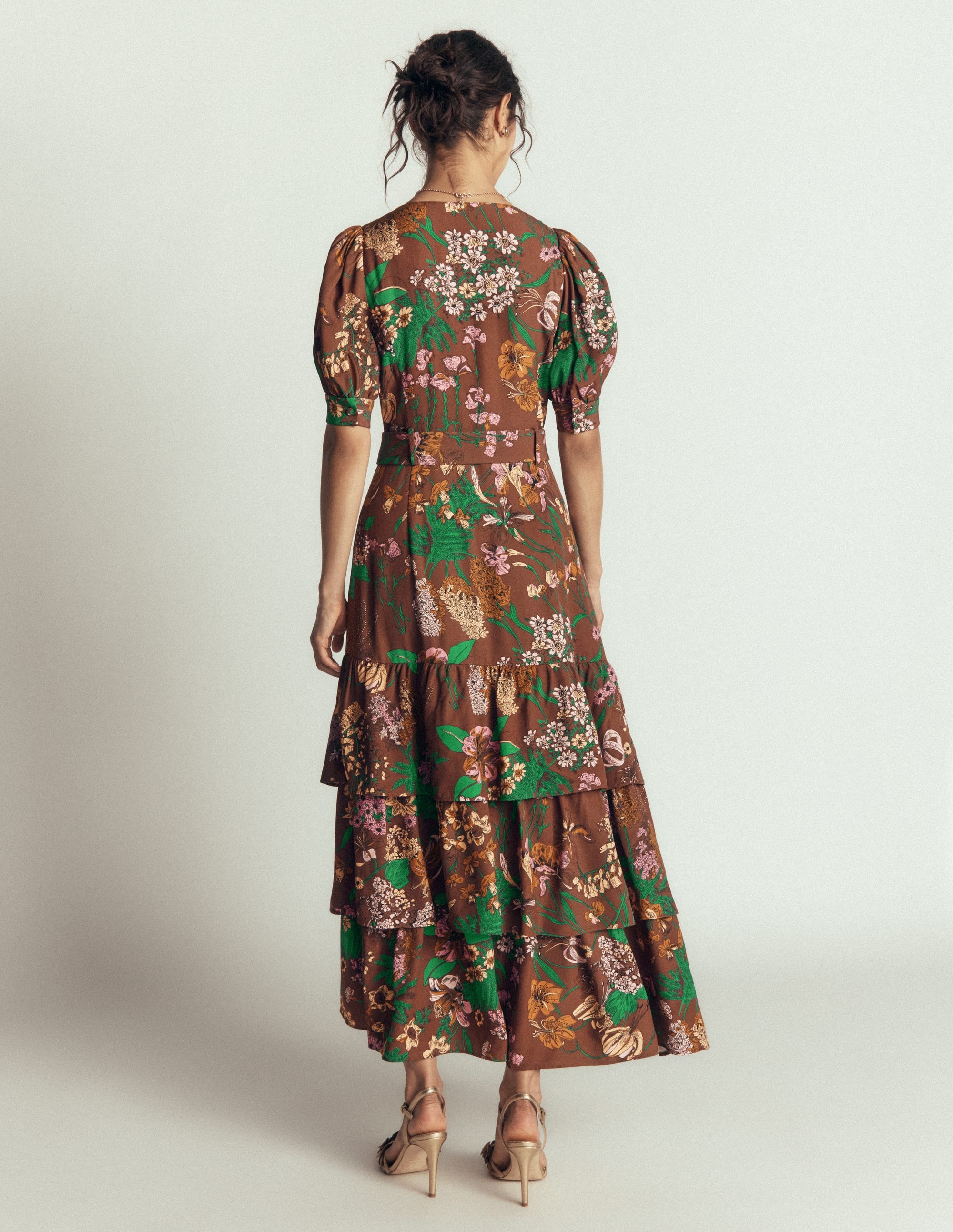 V Neck Layered Dress-Woodland, Whimsical Flora - Image 7