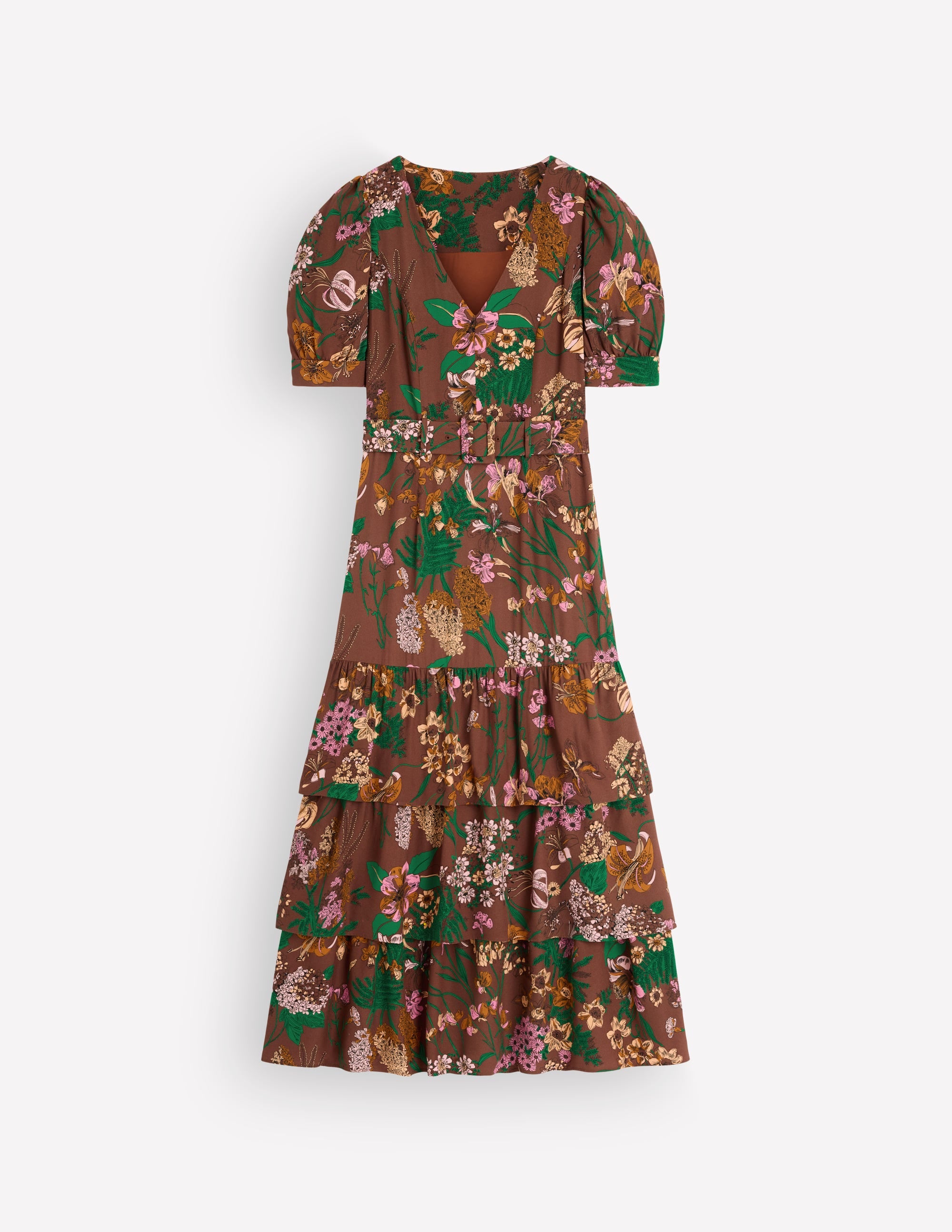 V Neck Layered Dress - Woodland, Whimsical Flora | Boden USA