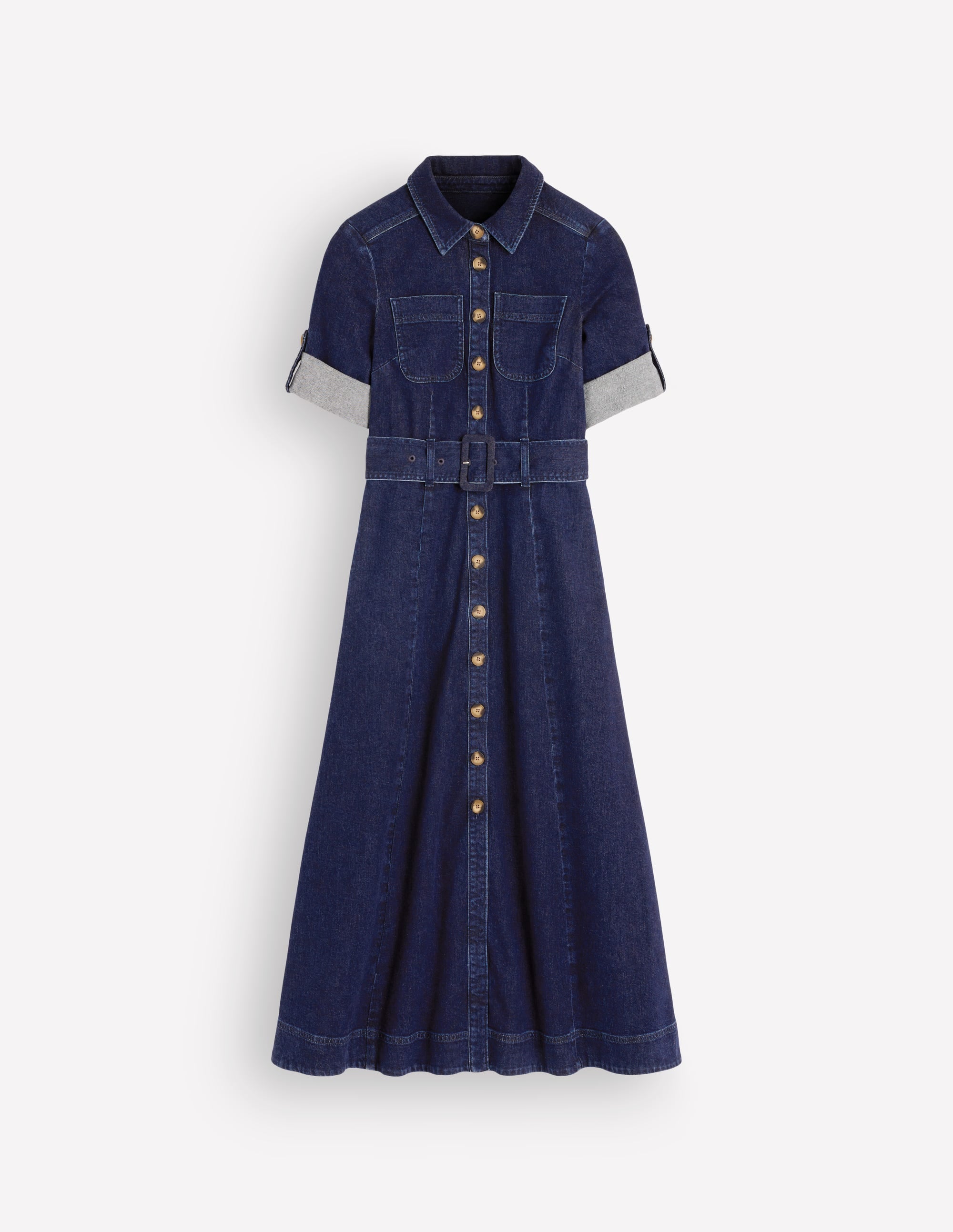 Denim Midi Shirt Dress-Indigo - Image 5