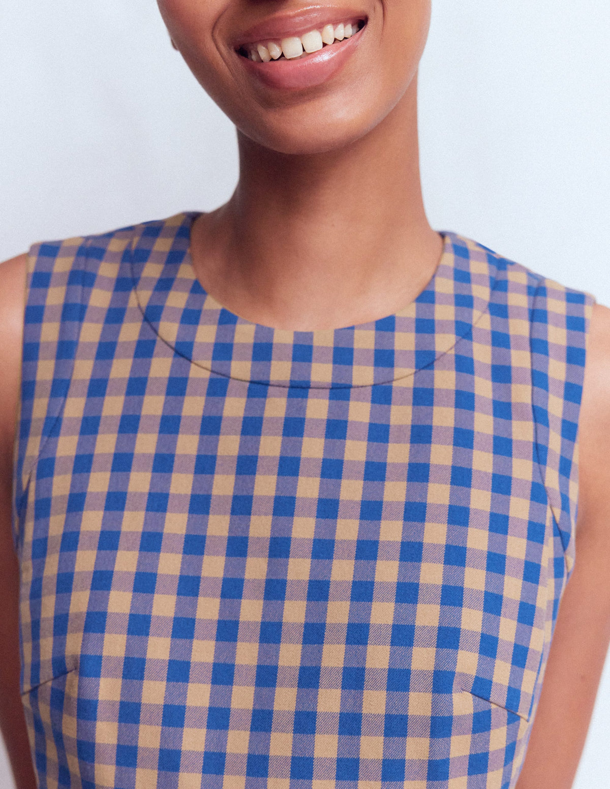 Lou Check Shift Dress-Camel, Blue Gingham-2