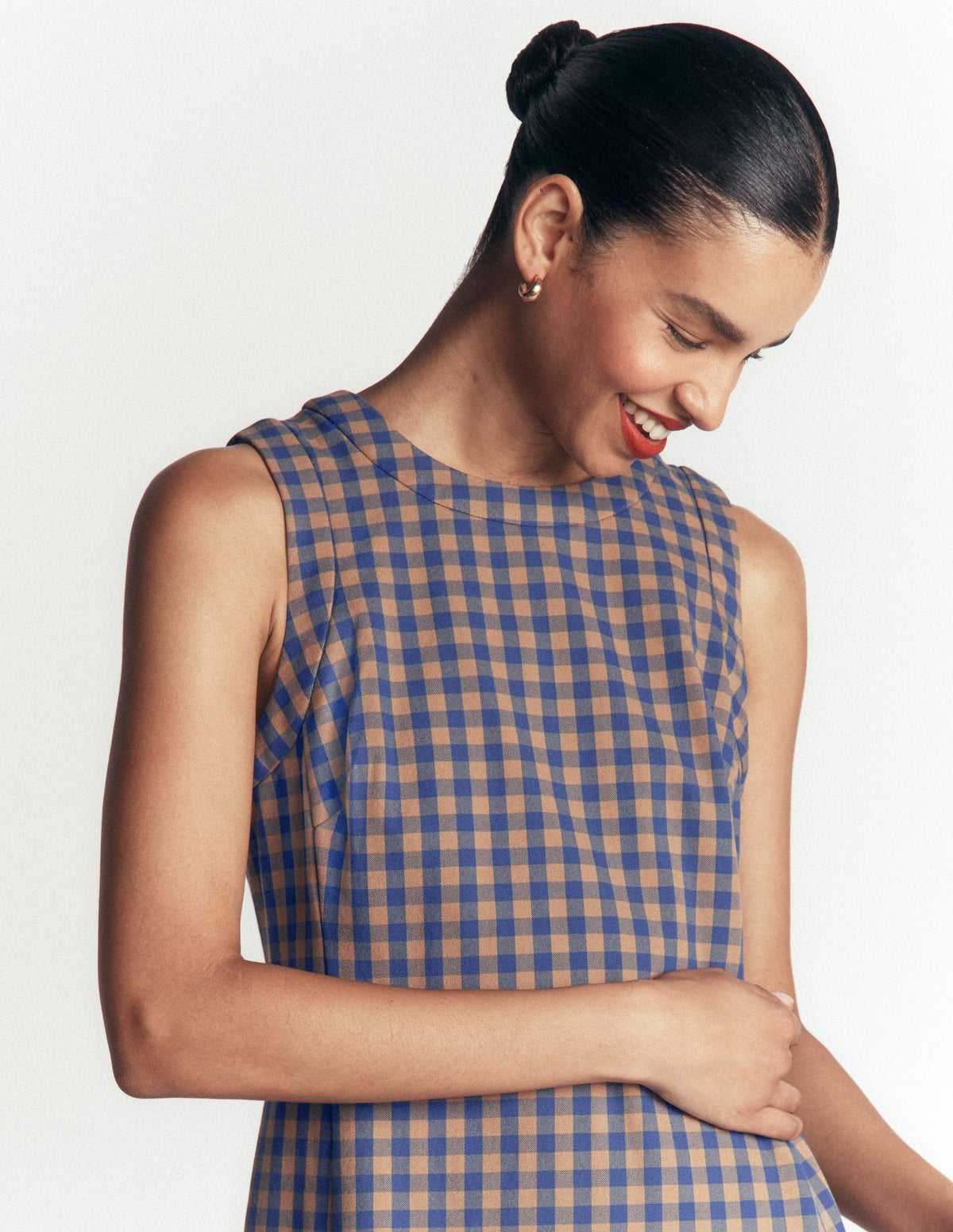 Boden Women's Lou Check Shift Dress in Blue