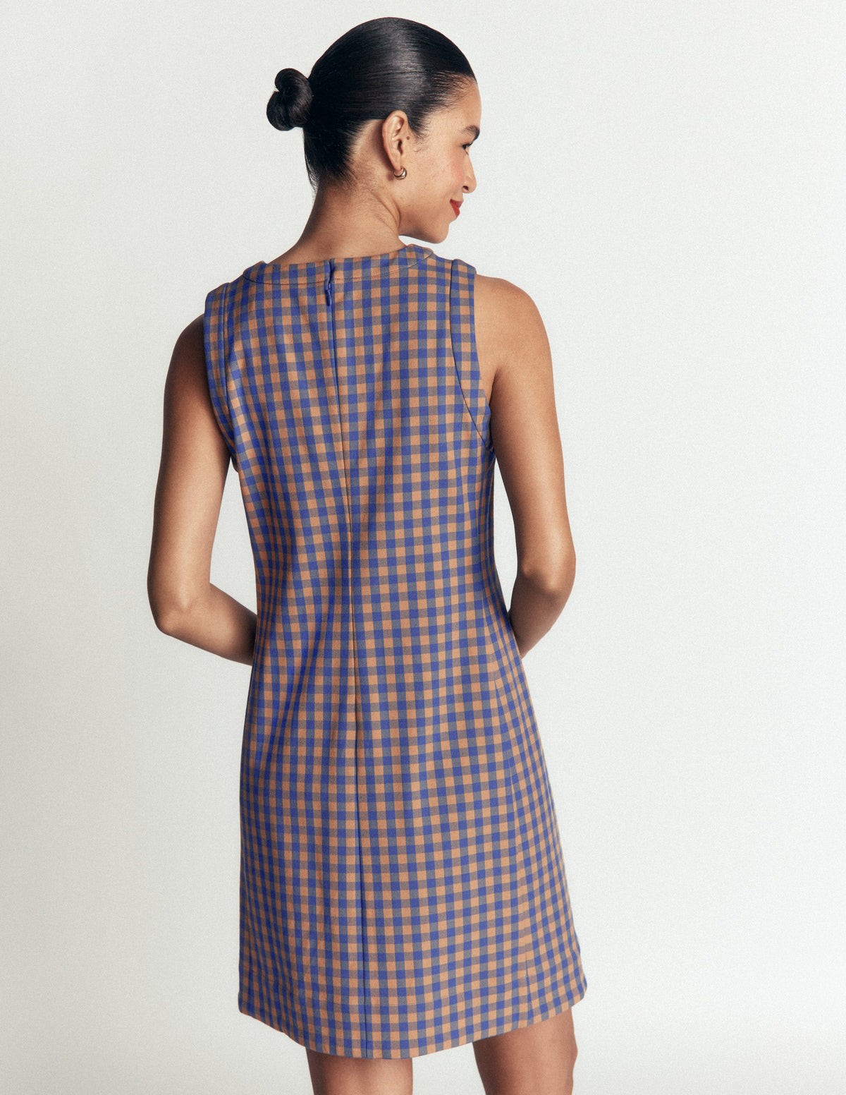 Lou Check Shift Dress-Camel, Blue Gingham - Image 5