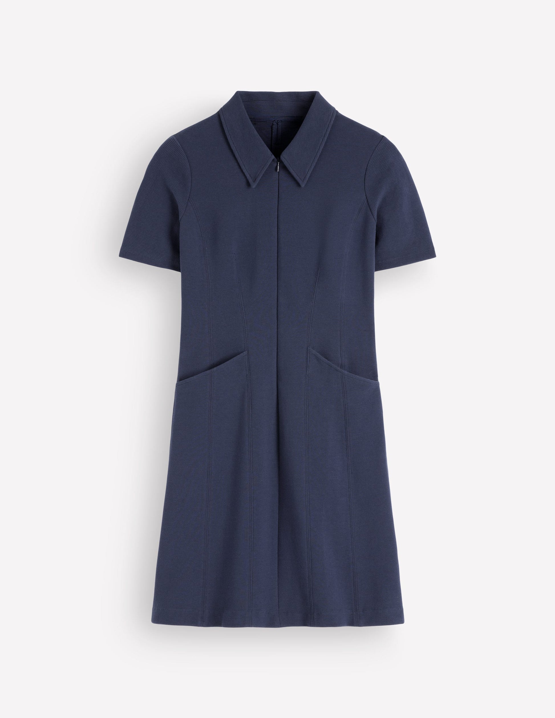 Nia Short Sleeve Ottoman Dress-Navy-5