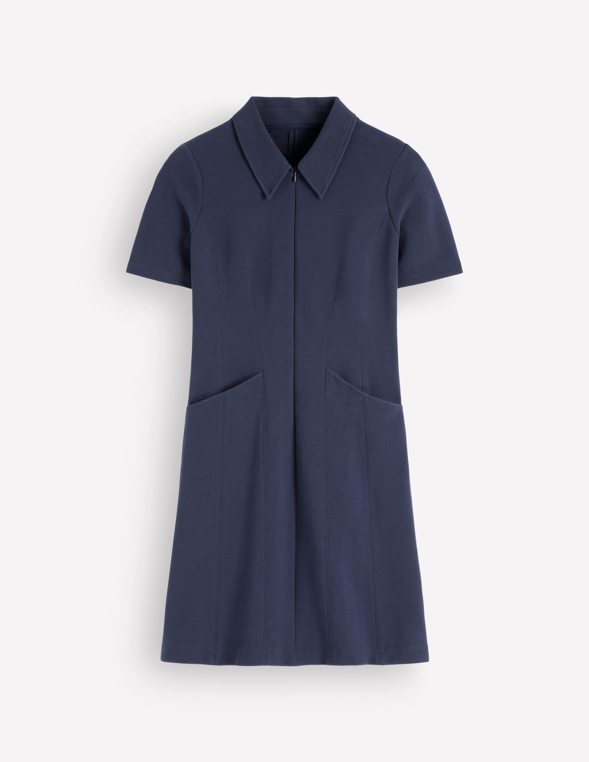 Nia Short Sleeve Ottoman Dress-Navy - Image 5