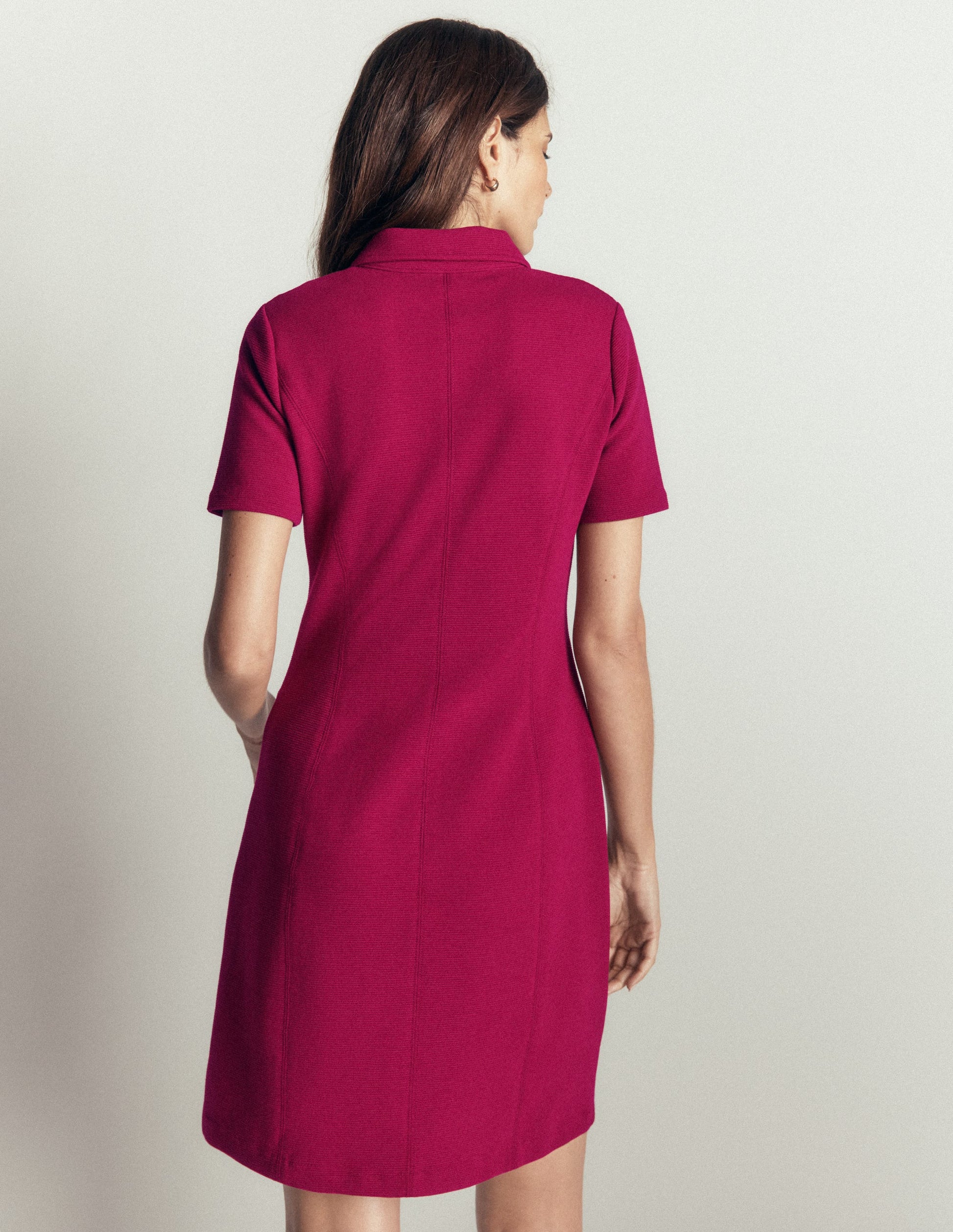 Nia Short Sleeve Ottoman Dress-Beetroot Red-3