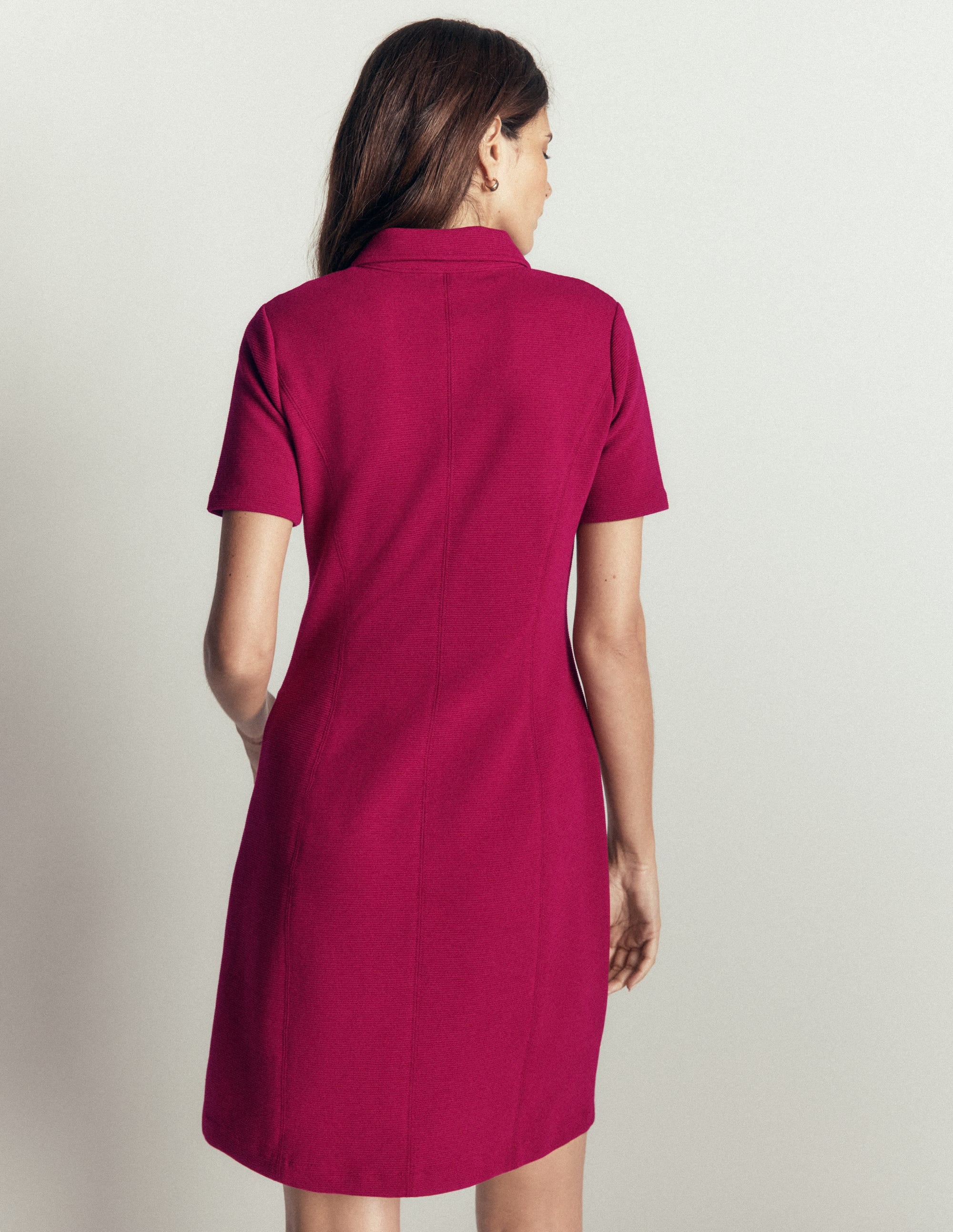 Nia Short Sleeve Ottoman Dress-Beetroot Red - Image 3