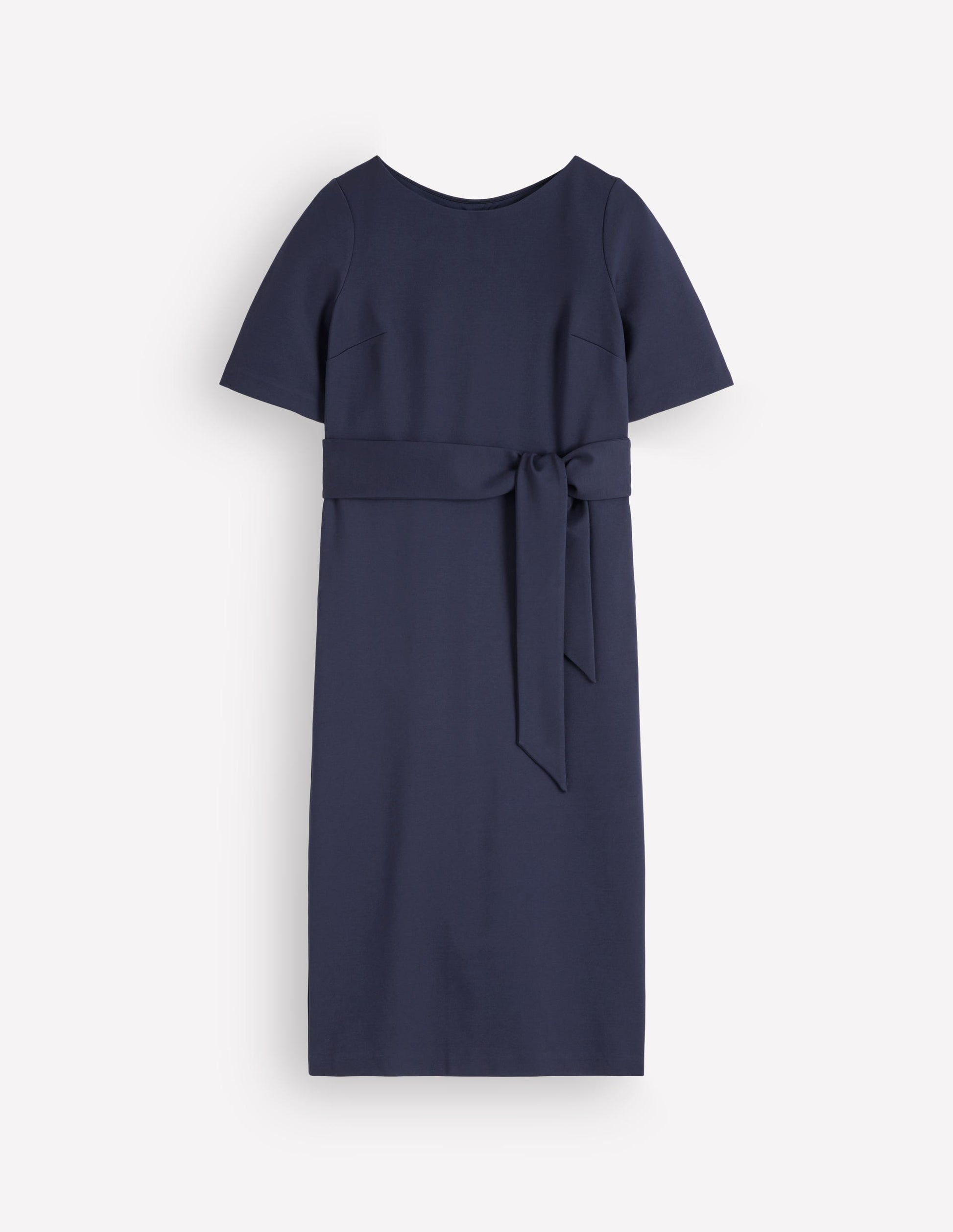 Belted Ponte Midi Dress-Navy-7