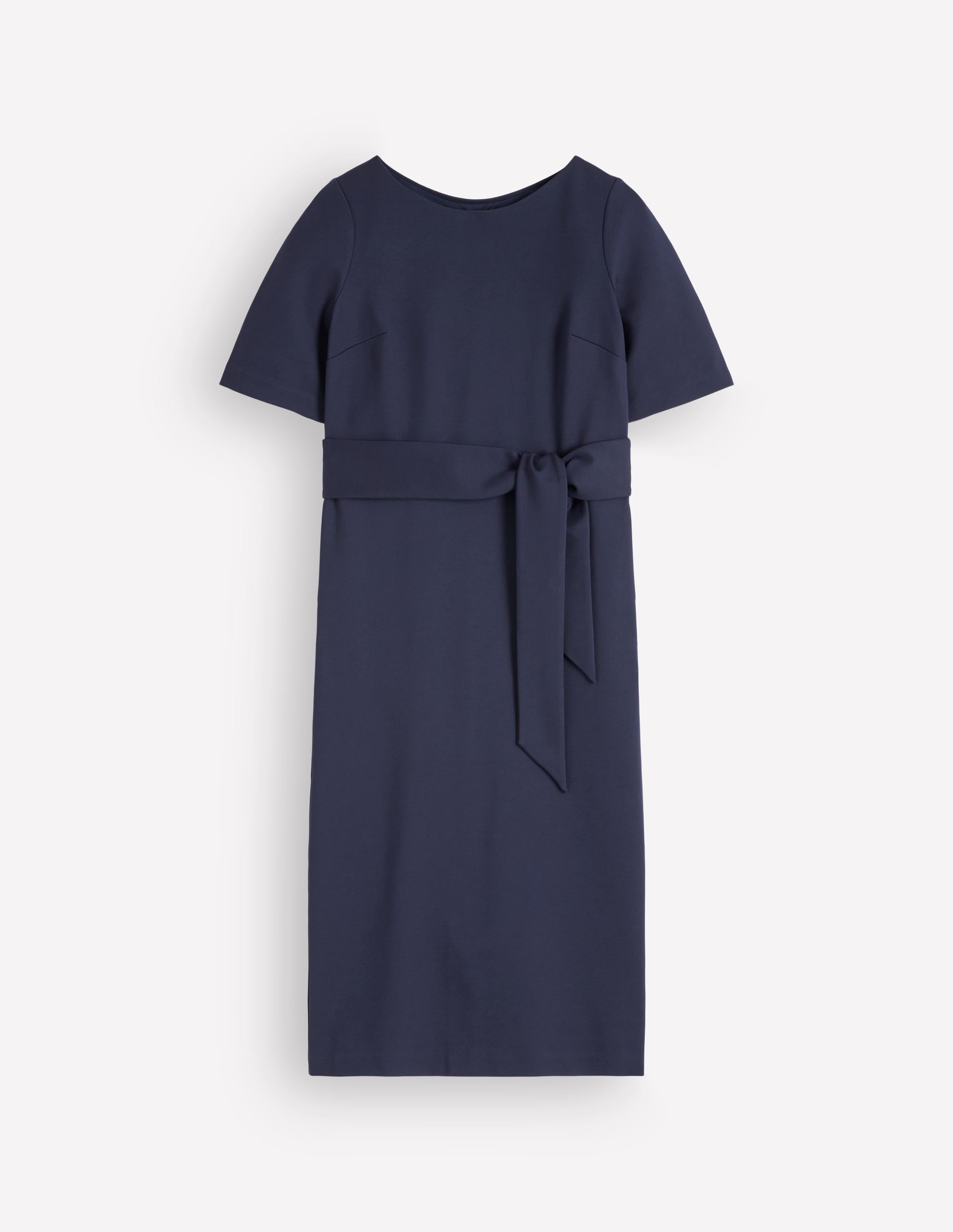 Belted Ponte Midi Dress-Navy - Image 6