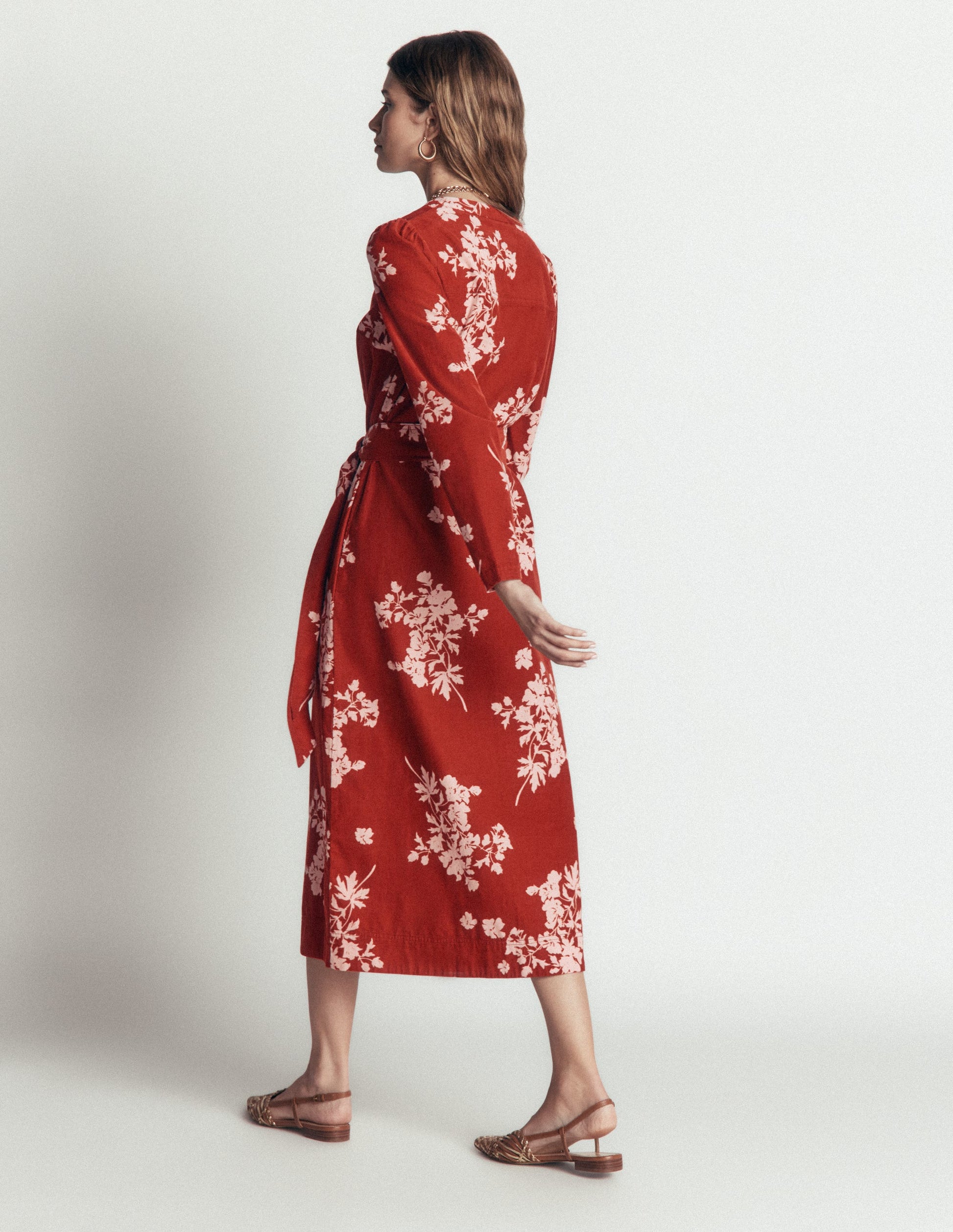 Louise Cord Midi Shirt Dress-Arabian Spice, Flecked Bunch-5