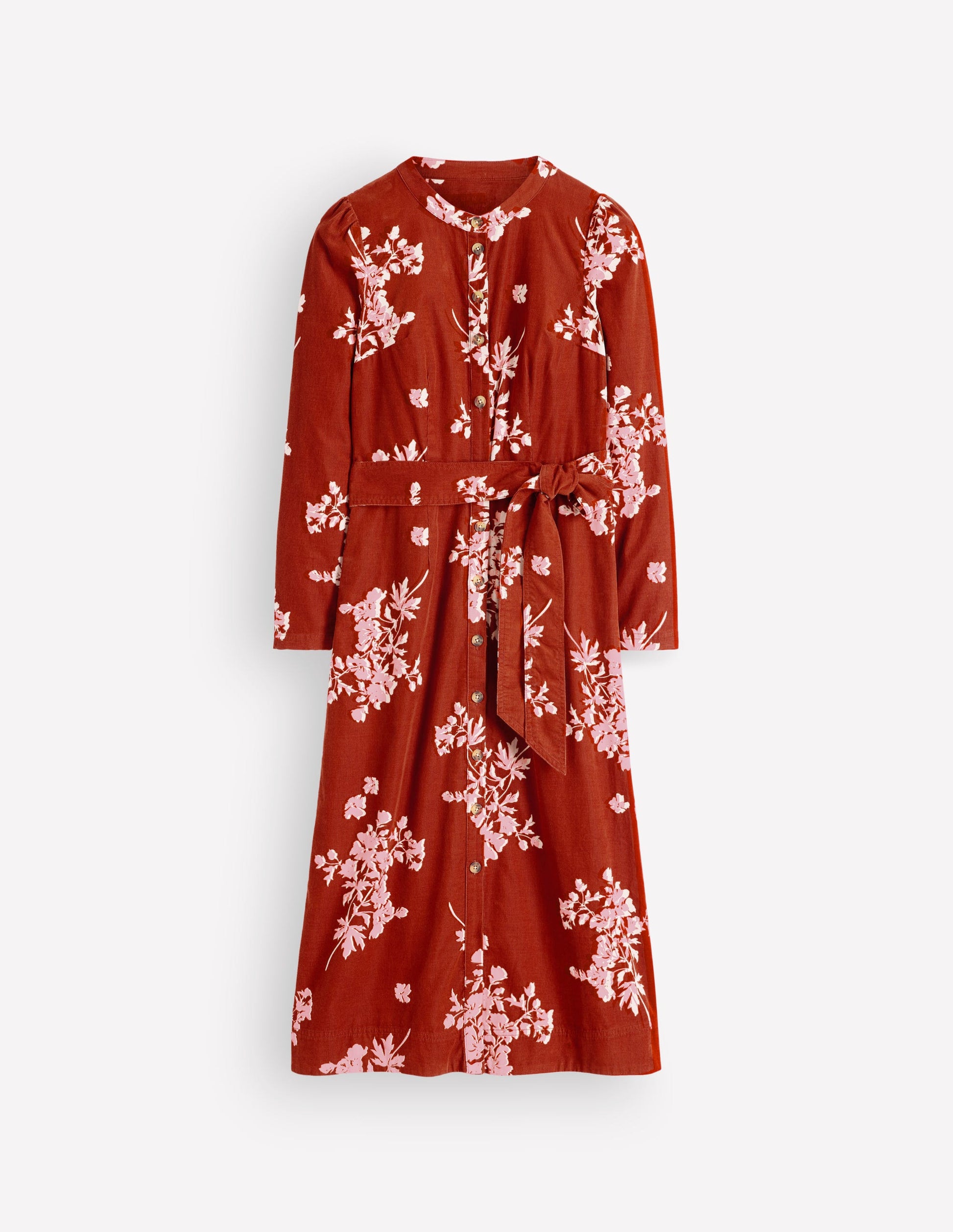 Louise Cord Midi Shirt Dress-Arabian Spice, Flecked Bunch-9