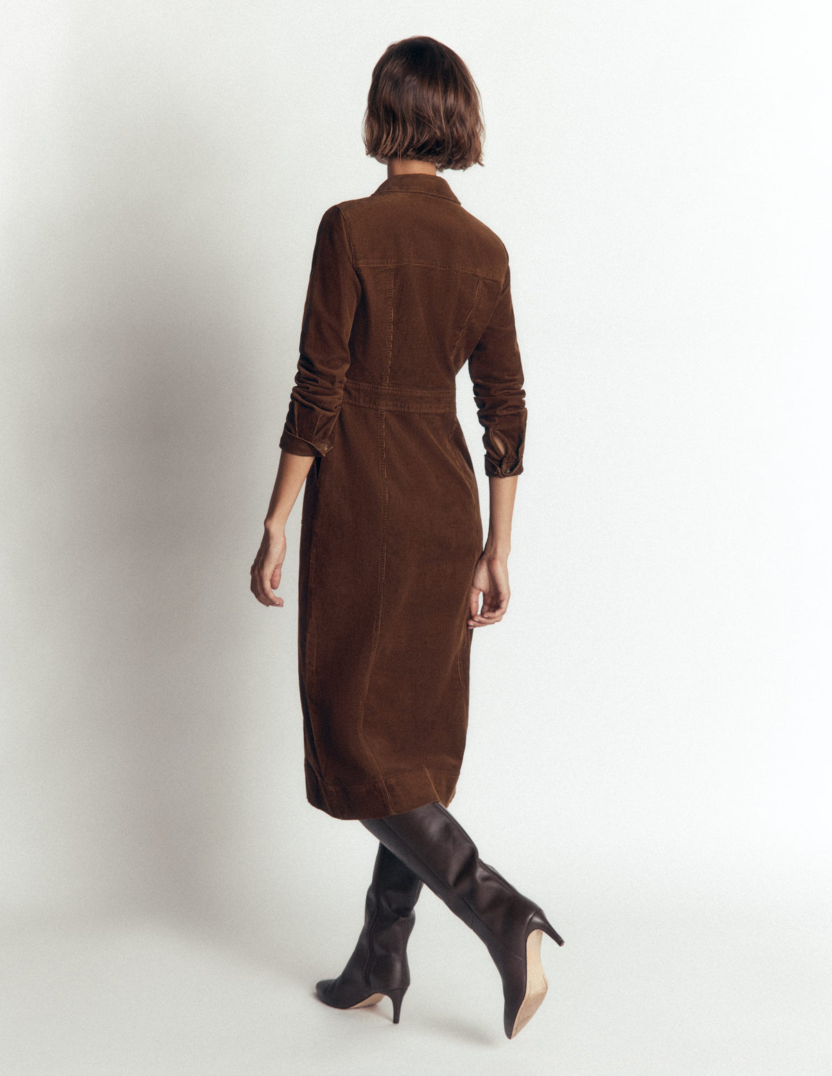 Fleur Cord Midi Dress-Raw Umber - Image 4