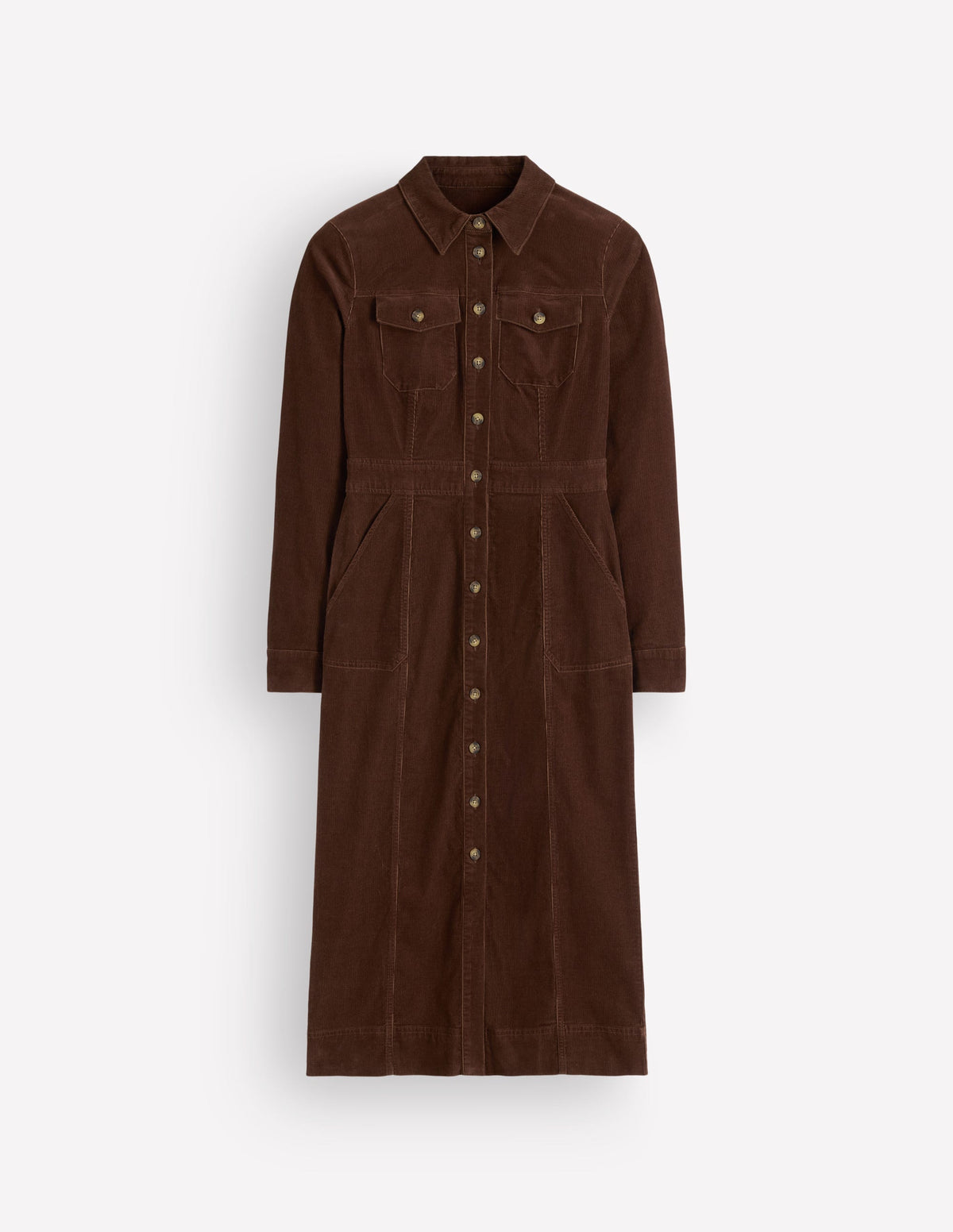 Fleur Cord Midi Dress-Raw Umber-7